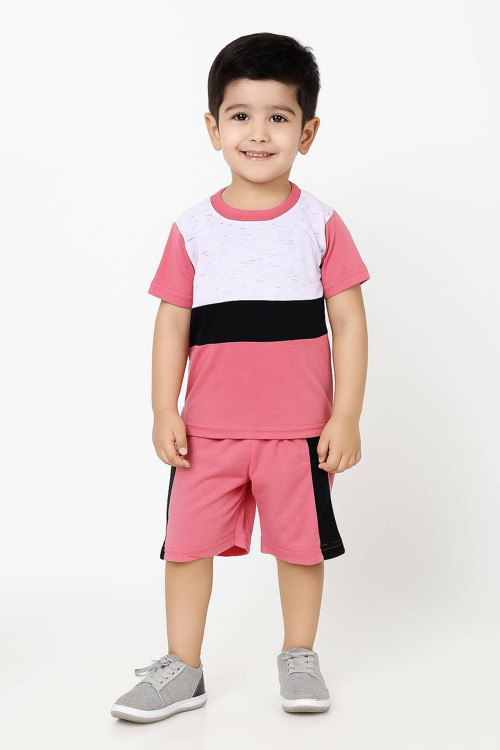     			RELANE Pack of 1 Boys Cotton Blend T-Shirt & Shorts Set ( Pink )