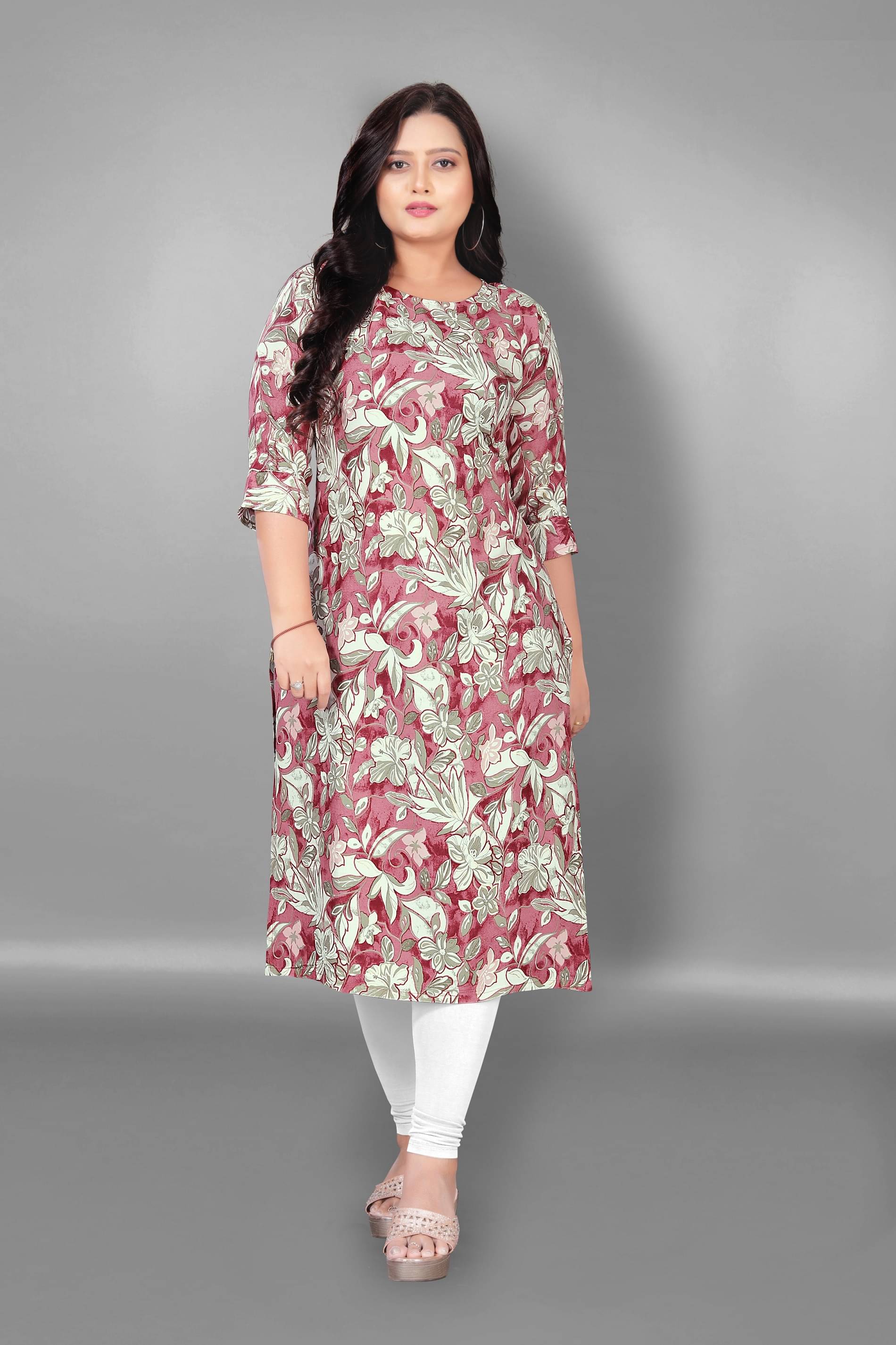 RIAANA Women Chanderi Printed A-line Kurti ( Multicoloured ) RIAANA Women Chanderi Printed A-line Kurti ( Multicoloured )