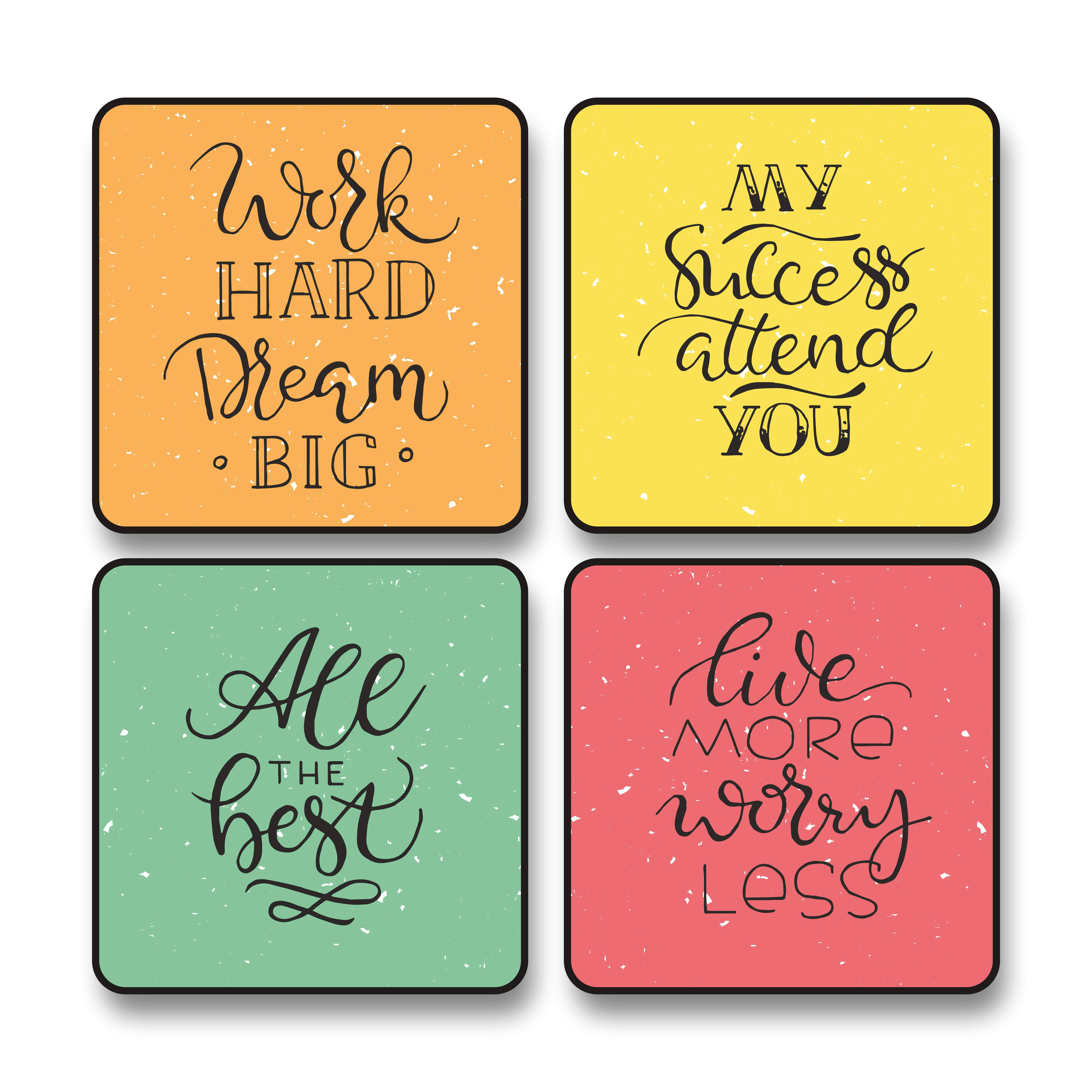     			Saf Motivational Quote Black Frame Wall Painting Set of 4 | Work Hard Dream Big, My Success Attend You, All the Best, Live More Worry Less | Modern Colorful Typography Art for Home Office Decor 10 x 10 Inch