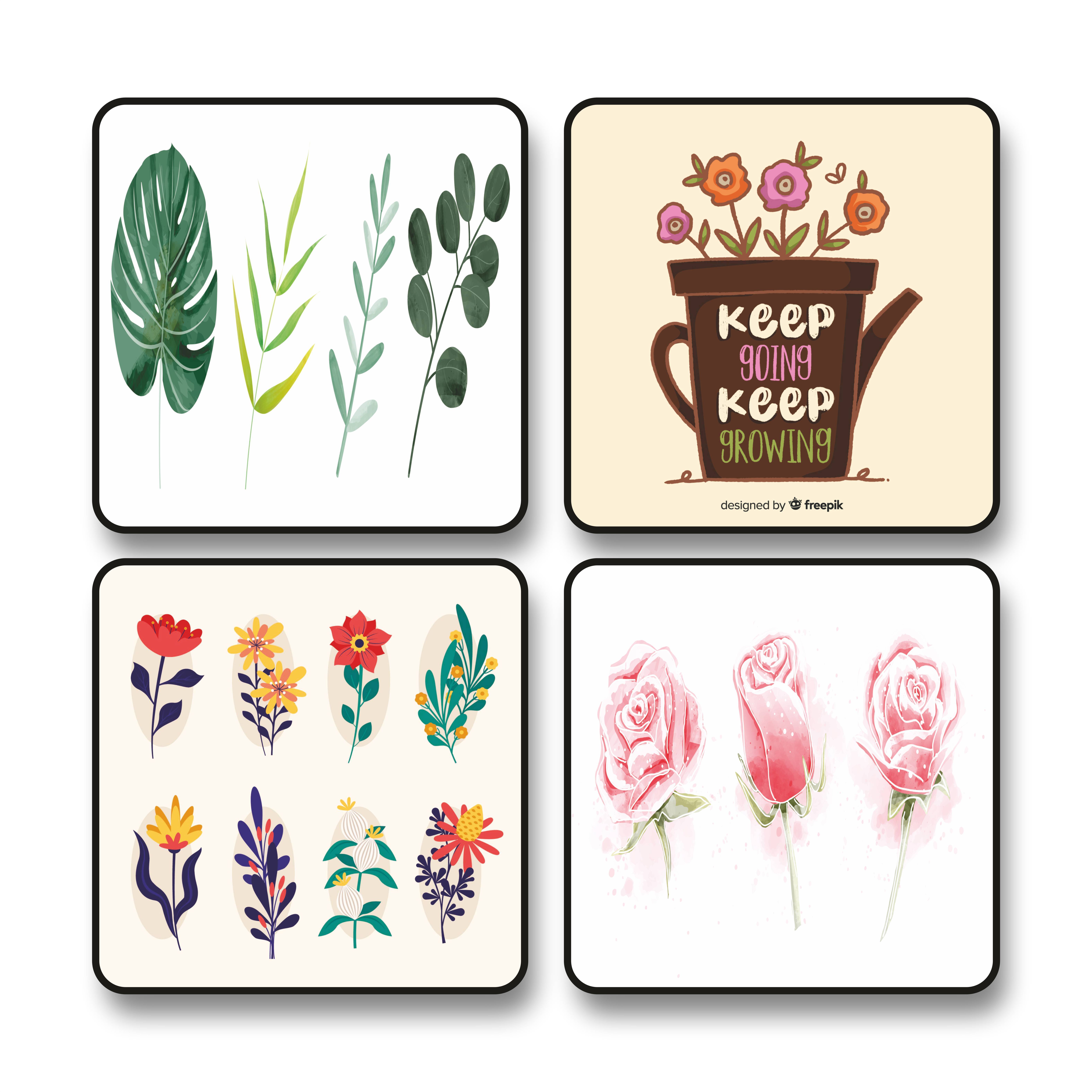 Saf Set of 4 Black Frame Floral Wall Paintings for Home Decor – Botanical Leaf Art Prints with Roses & Motivational Quote – Aesthetic MDF Painting for Bedroom Living Room 10 x 10 Inch Saf Set of 4 Black Frame Floral Wall Paintings for Home Decor – Botanical Leaf Art Prints with Roses & Motivational Quote – Aesthetic MDF Painting for Bedroom Living Room 10 x 10 Inch