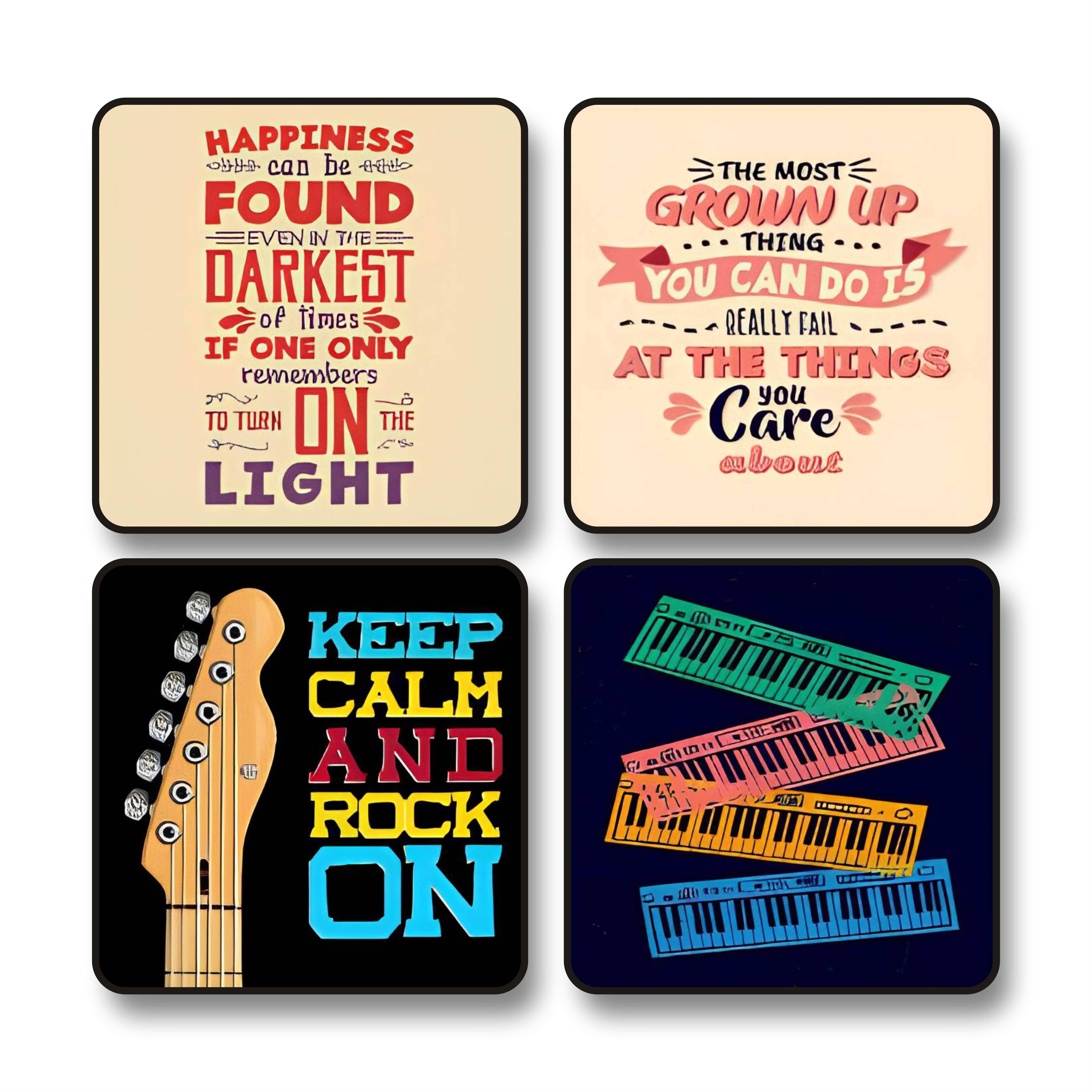     			Saf Set of 4 Black Frame Motivational Wall Paintings for Home Music Studio Decor – Guitar Keyboard Typography Art with Inspirational Quotes – MDF Printed Painting for Teen Room or Office 10 x 10 Inch