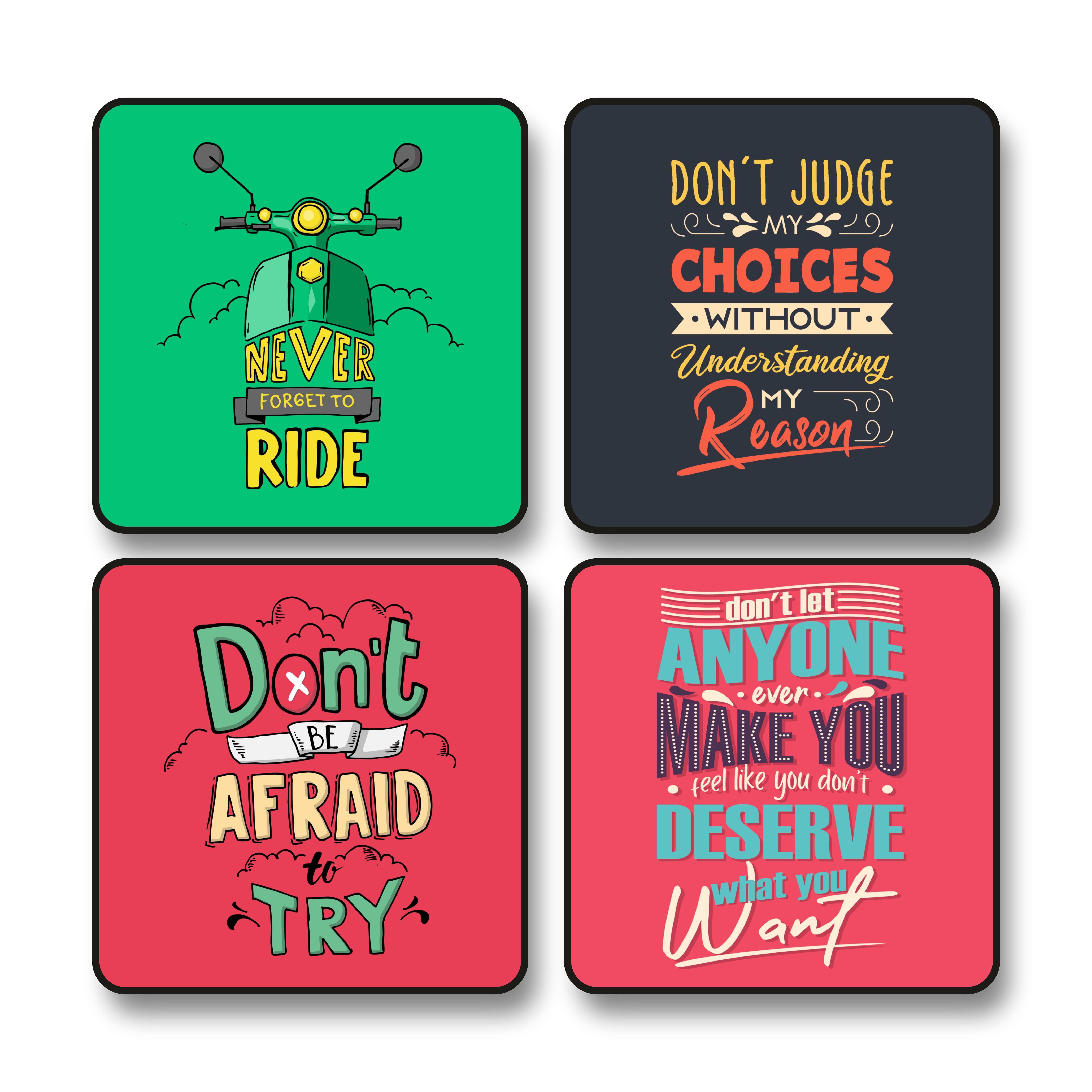 Saf Set of 4 Black Frame Motivational Wall Paintings for Home Office Decor – Colorful Typography Quote Painting on MDF – Ride More, Don’t Be Afraid, Make Your Own Choices, Deserve What You Want 10 x 10 Inch Saf Set of 4 Black Frame Motivational Wall Paintings for Home Office Decor – Colorful Typography Quote Painting on MDF – Ride More, Don’t Be Afraid, Make Your Own Choices, Deserve What You Want 10 x 10 Inch