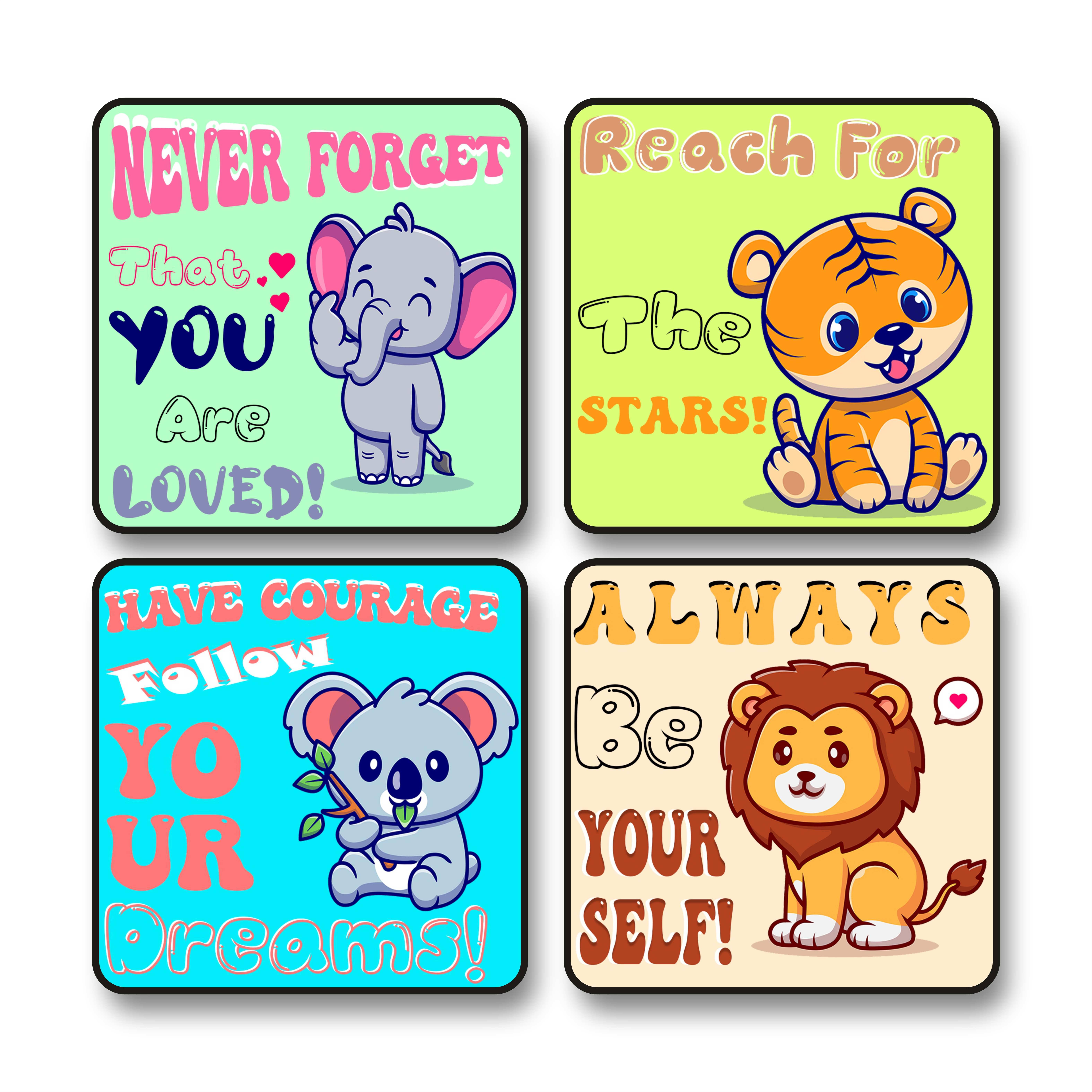 Saf Set of 4 Black Frame Kids Wall Paintings for Nursery or Bedroom – Cute Animal Quote Painting with Elephant Tiger Koala Lion – Inspirational Cartoon Art Prints on MDF for Children’s Room Decor 10 x 10 Inch Saf Set of 4 Black Frame Kids Wall Paintings for Nursery or Bedroom – Cute Animal Quote Painting with Elephant Tiger Koala Lion – Inspirational Cartoon Art Prints on MDF for Children’s Room Decor 10 x 10 Inch