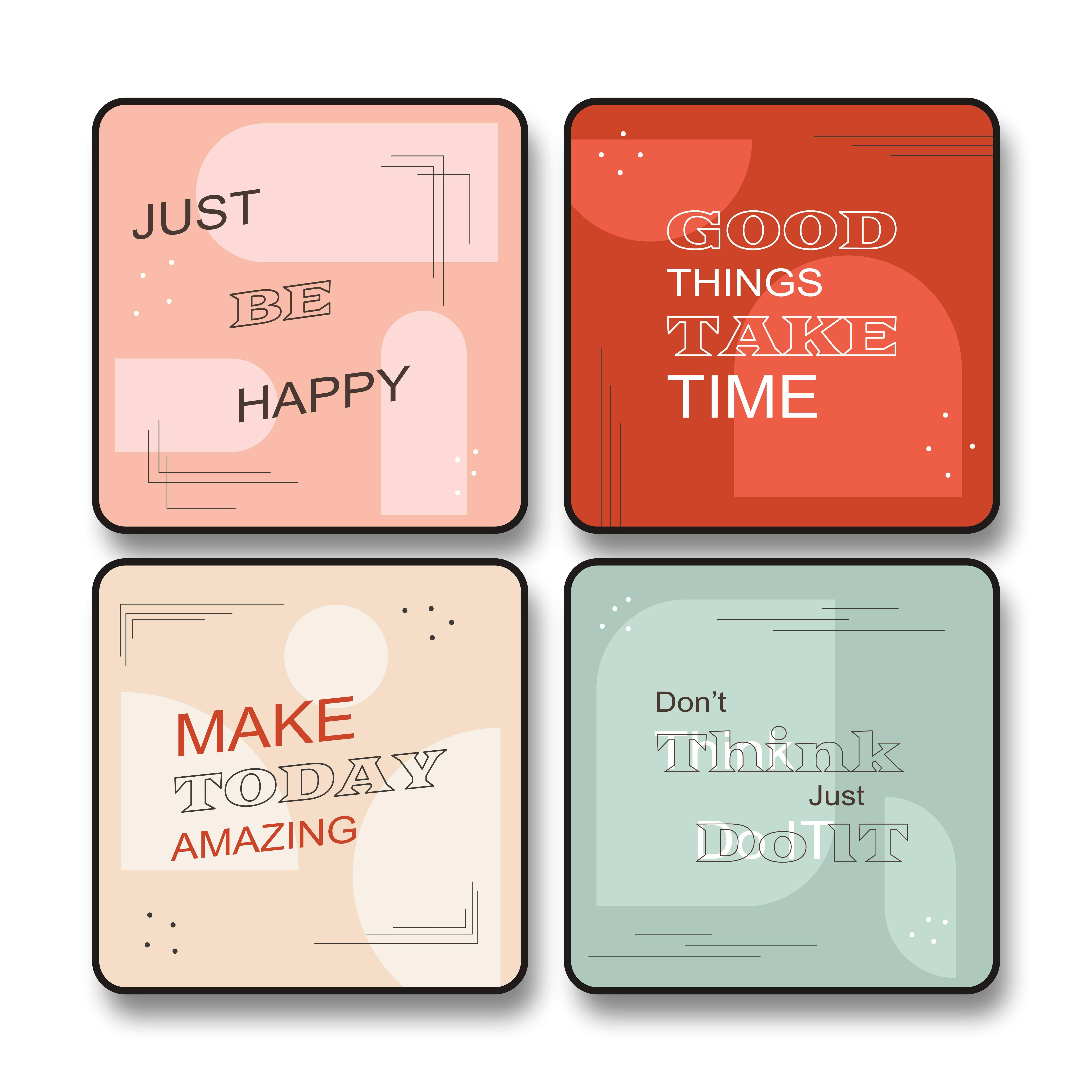Saf Set of 4 Inspirational Quote Wall Art with Black Frame | Just Be Happy, Good Things Take Time, Make Today Amazing, Don't Think Just Do It | Minimalist Modern Typography Art for Home, Office, Study 10 x 10 Inch Saf Set of 4 Inspirational Quote Wall Art with Black Frame | Just Be Happy, Good Things Take Time, Make Today Amazing, Don't Think Just Do It | Minimalist Modern Typography Art for Home, Office, Study 10 x 10 Inch