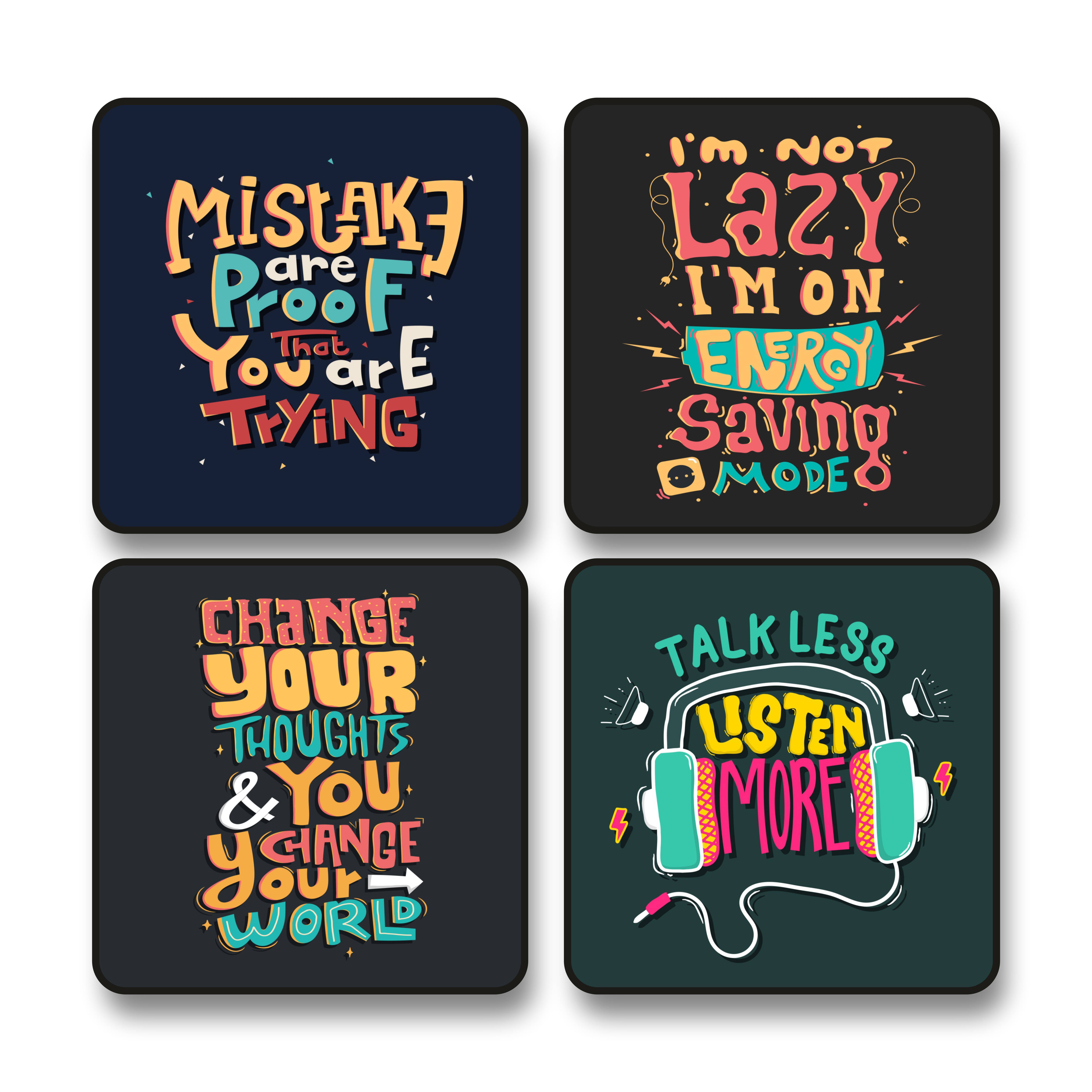     			Saf Set of 4 Motivational Wall Painting for Home Office Decor | Colorful Typography MDF Art Prints | Inspirational Quote Paintings 10 x 10 Inch