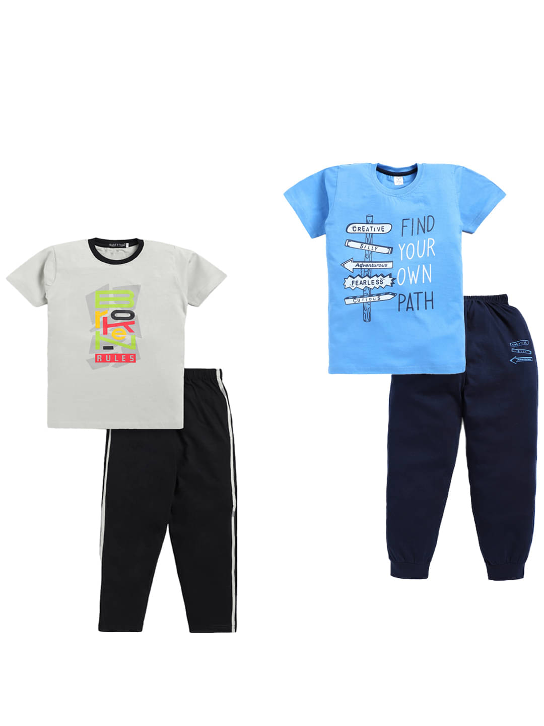 Todd N Teen Pack of 2 Boys Cotton T-Shirt & Trackpants Set ( Multicolor )     			Todd N Teen Pack of 2 Boys Cotton T-Shirt & Trackpants Set ( Multicolor )