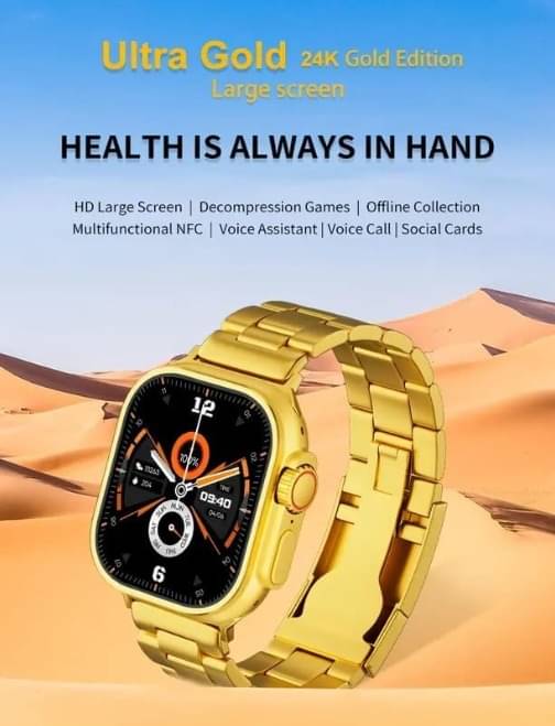    			Ultra Max Smart Watch 24k Gold 2.01 Inch HD Smartwatch Smart Watch | Sleep Monitor | Distance Tracker | Calendaring | Sedentary Reminder | Text Messaging | Pedometer | Calorie Tracker | Heart Rate Monitor Smartwatch