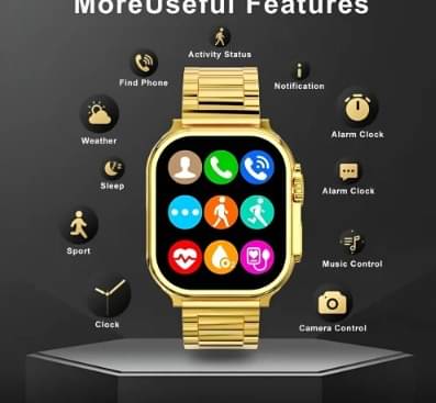     			Ultra Max Smart Watch 24k Gold 2.01 Inch HD Smartwatch Smart Watch | Sleep Monitor | Distance Tracker | Calendaring | Sedentary Reminder | Text Messaging | Pedometer | Calorie Tracker | Heart Rate Monitor Smartwatch