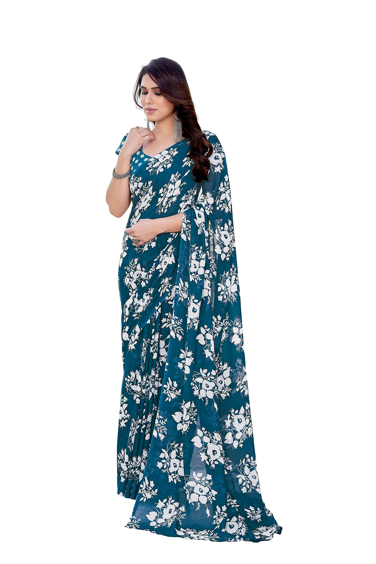 ANAND SAREES Georgette Printed Chanderi saree With Unstitched Blouse Piece ( Green ) ANAND SAREES Georgette Printed Chanderi saree With Unstitched Blouse Piece ( Green )