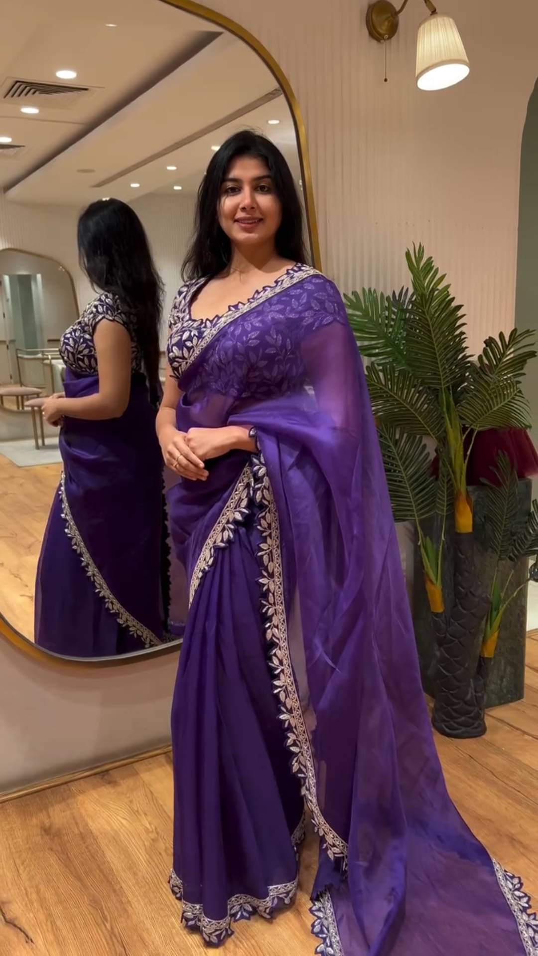 Aika Silk Embroidered Saree With Unstitched Blouse Piece ( Purple ) Aika Silk Embroidered Saree With Unstitched Blouse Piece ( Purple )