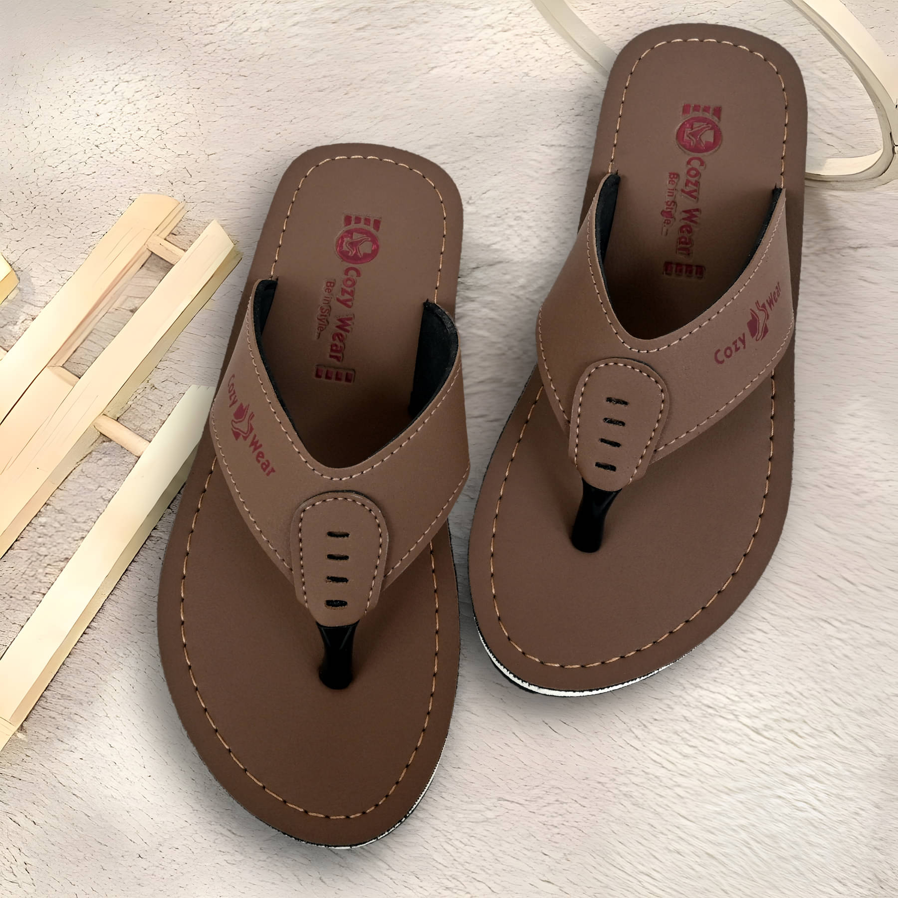     			Cozy Wear Brown Men's Thong Flip Flop
