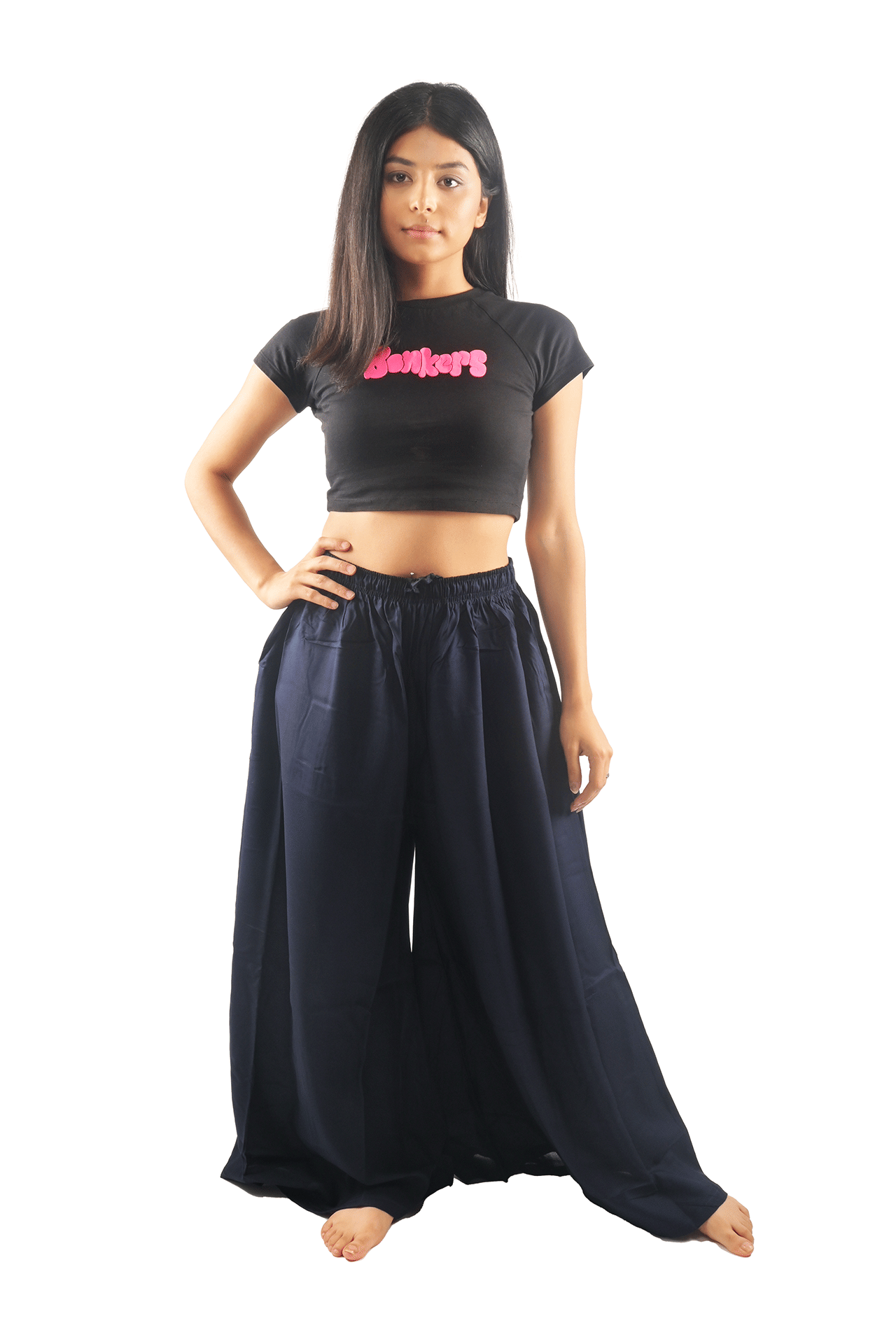     			DESHBANDHU DBK Pack of 1 Cotton Wide leg Women's Palazzos ( Navy Blue )