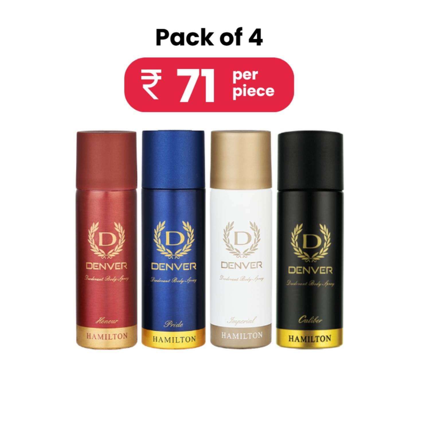 Denver Pride Caliber Honour & Imperial Nano Deodorant Spray for Men 50 ml ( Pack of 4 ) Denver Pride Caliber Honour & Imperial Nano Deodorant Spray for Men 50 ml ( Pack of 4 )