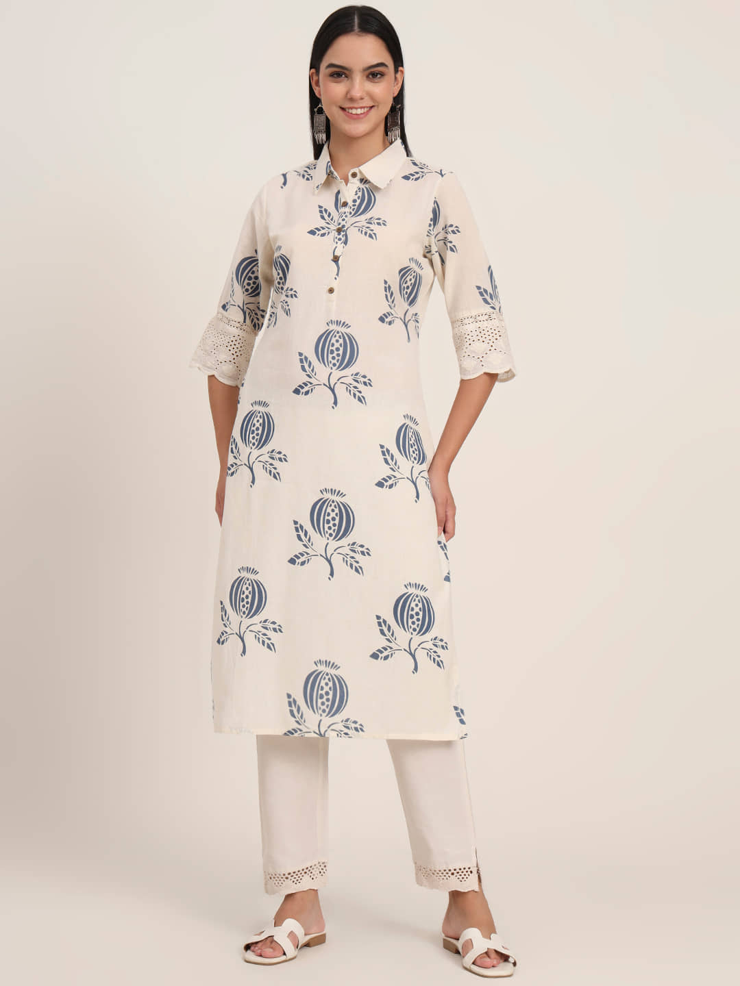 Divena Women Cotton Printed A-line Kurti ( Off White ) - Kurtis, Tunics | Buy online on ZillyBuy