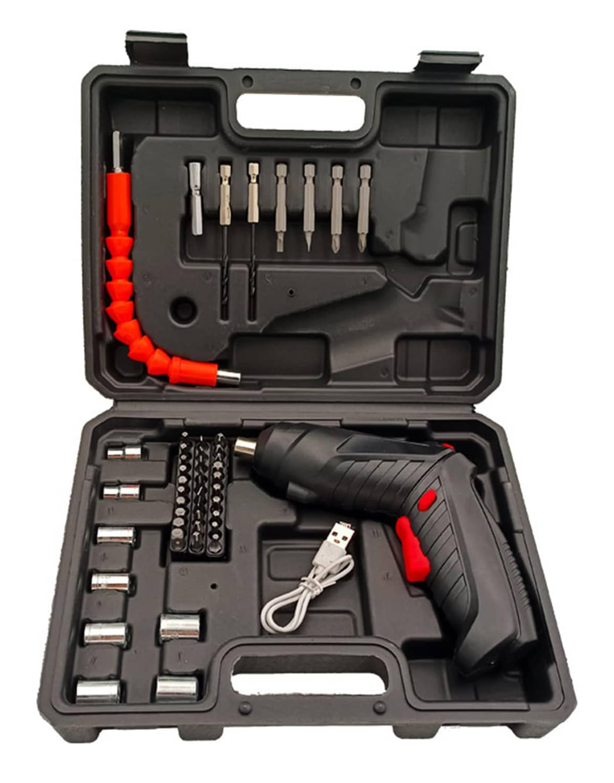    			Electric Cordless Screwdriver Kit Set with USB Cable & Rechargeable Battery