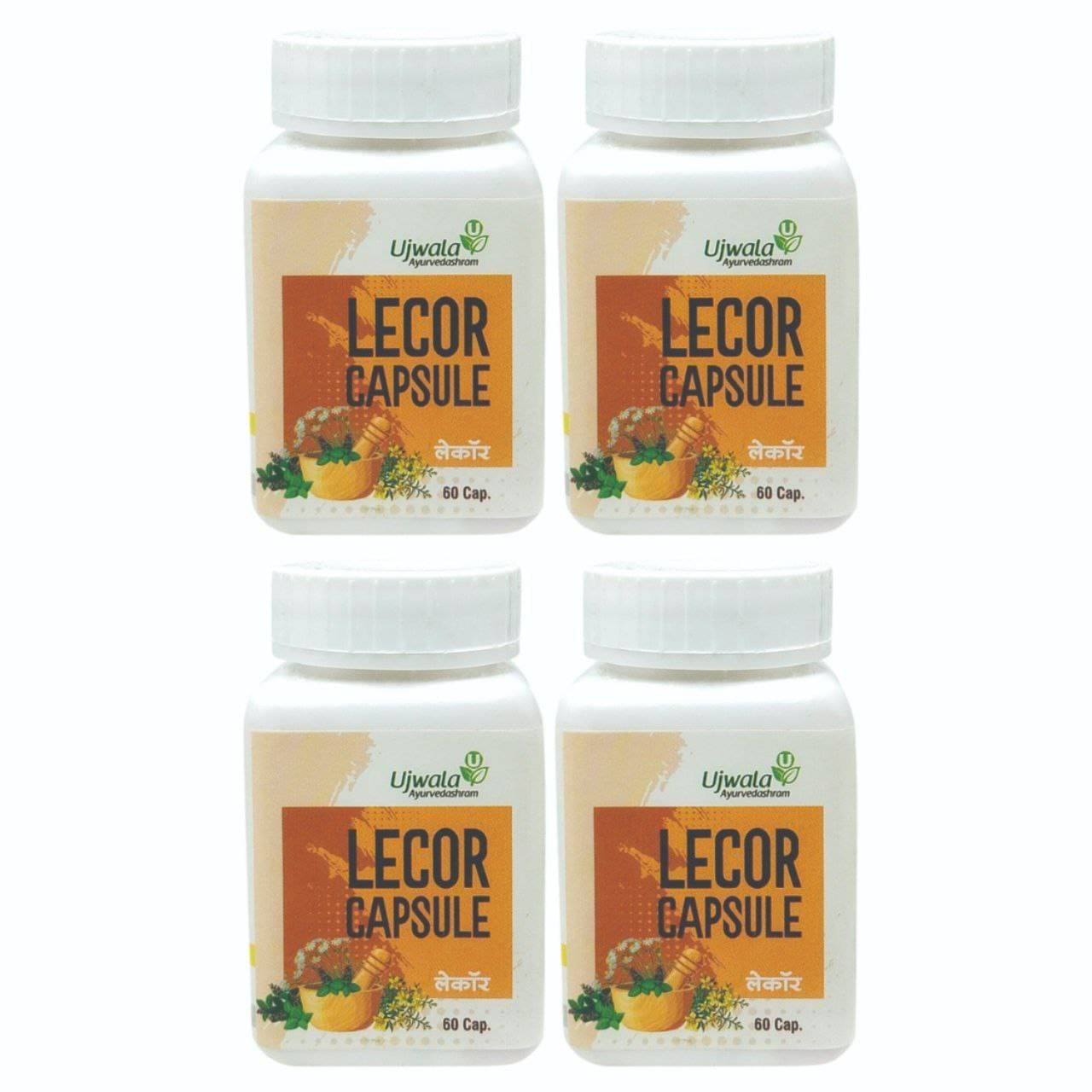     			Ujwala Ayurvedashram Lecor Capsule, For Vitiligo And White Patches, Increase Melanine Secretion 60 No.S (Pack of 4)
