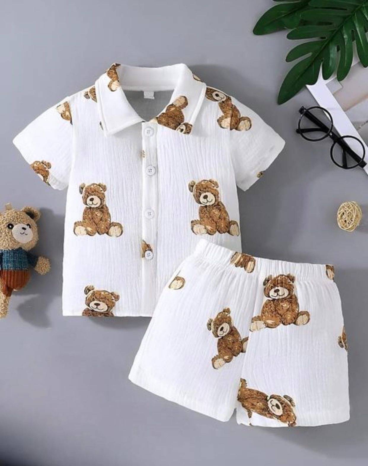    			HARPITA Pack of 1 Baby Boys Cotton Blend Shirt & Shorts Set ( White )