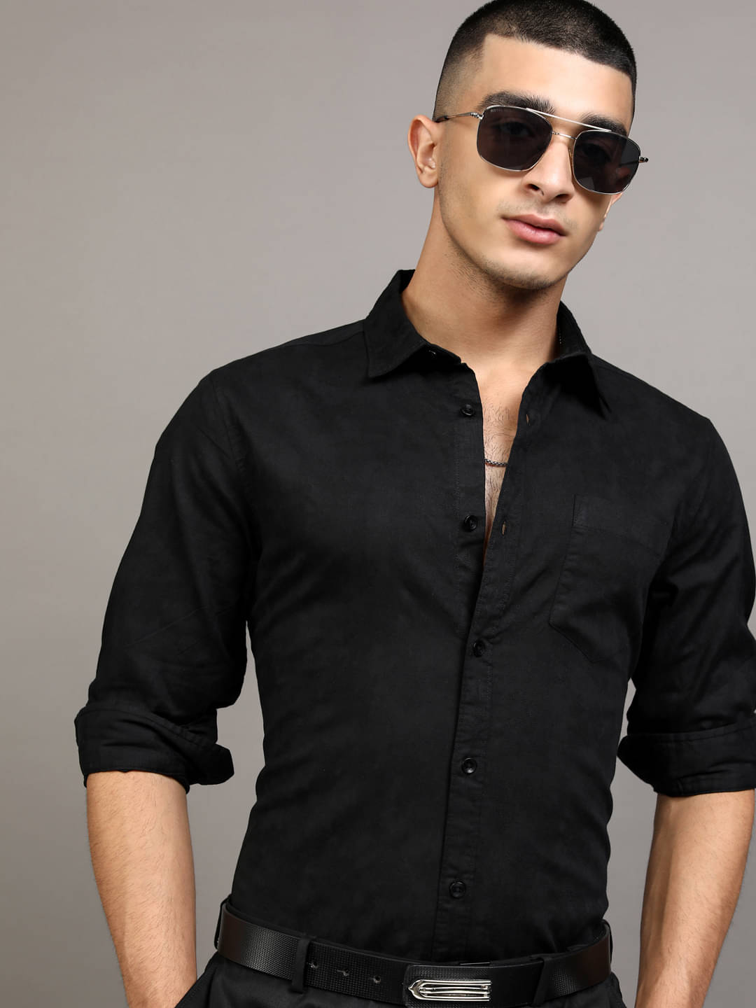 Highlander 100% Cotton Regular Fit Solids Full Sleeves Men's Casual Shirt - Black ( Pack of 1 ) Highlander 100% Cotton Regular Fit Solids Full Sleeves Men's Casual Shirt - Black ( Pack of 1 )