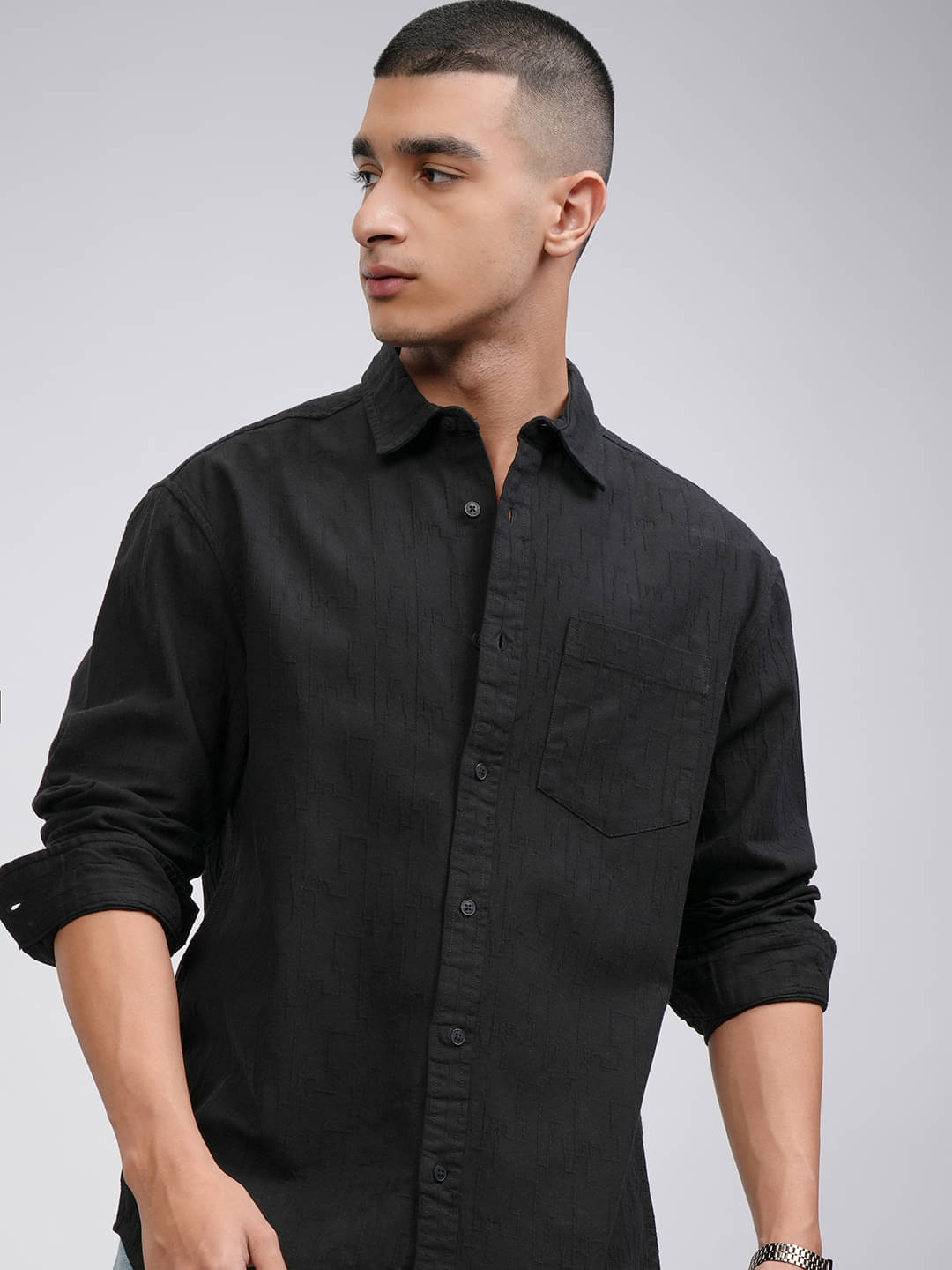 Highlander 100% Cotton Regular Fit Self Design Full Sleeves Men's Casual Shirt - Black ( Pack of 1 ) Highlander 100% Cotton Regular Fit Self Design Full Sleeves Men's Casual Shirt - Black ( Pack of 1 )