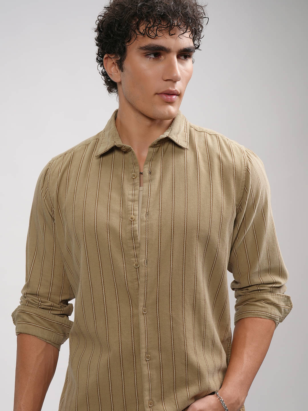 Highlander 100% Cotton Regular Fit Striped Full Sleeves Men's Casual Shirt - Khaki ( Pack of 1 ) Highlander 100% Cotton Regular Fit Striped Full Sleeves Men's Casual Shirt - Khaki ( Pack of 1 )
