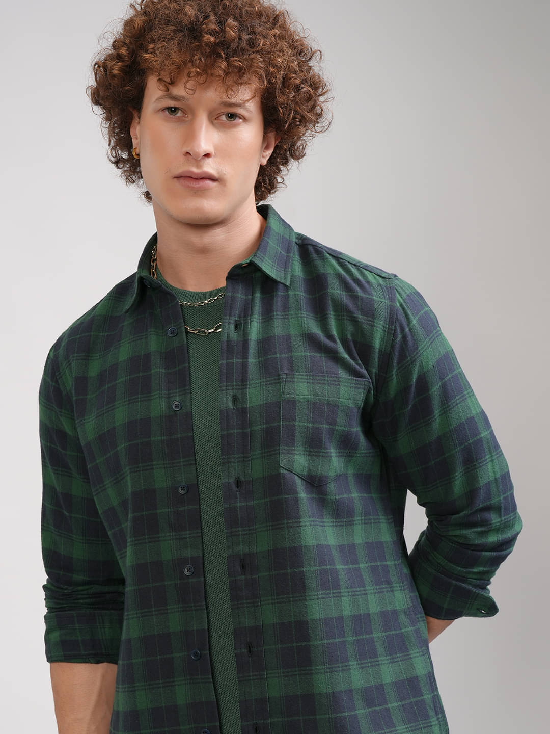     			Highlander 100% Cotton Regular Fit Checks Full Sleeves Men's Casual Shirt - Multicolor ( Pack of 1 )