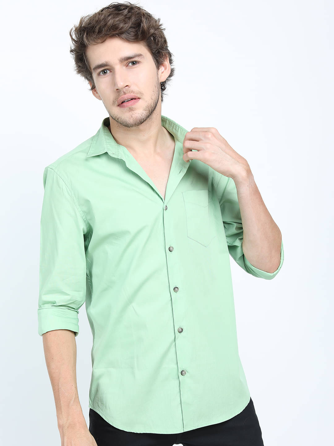 Highlander 100% Cotton Slim Fit Solids Full Sleeves Men's Casual Shirt - Light Green ( Pack of 1 ) Highlander 100% Cotton Slim Fit Solids Full Sleeves Men's Casual Shirt - Light Green ( Pack of 1 )