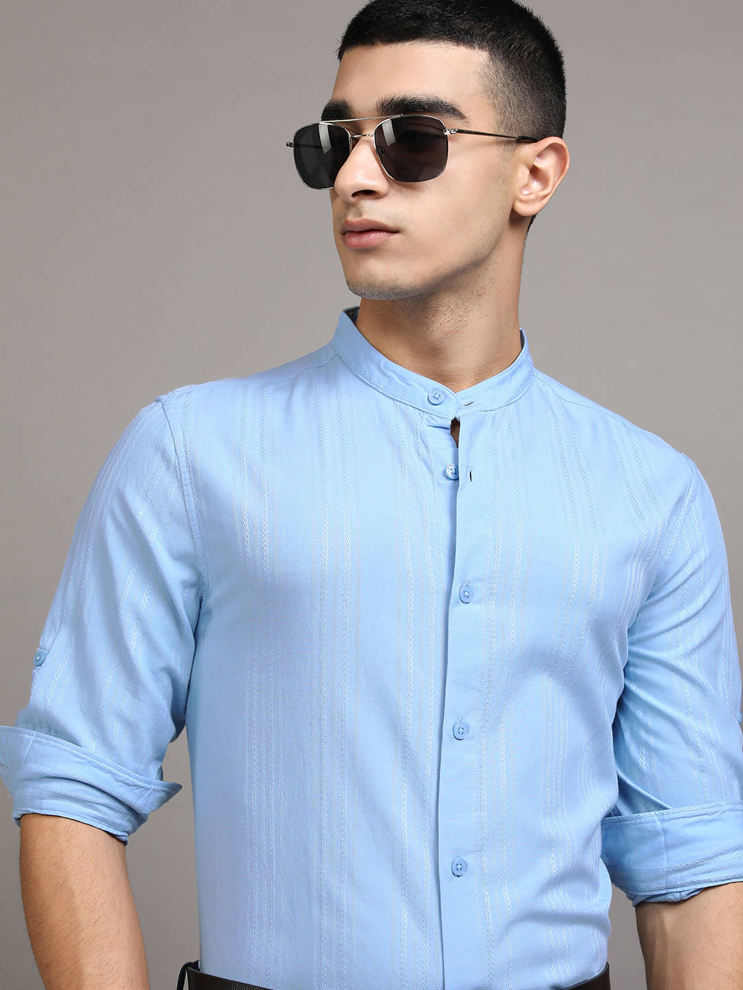 Highlander Cotton Blend Regular Fit Striped Full Sleeves Men's Casual Shirt - Light Blue ( Pack of 1 ) Highlander Cotton Blend Regular Fit Striped Full Sleeves Men's Casual Shirt - Light Blue ( Pack of 1 )