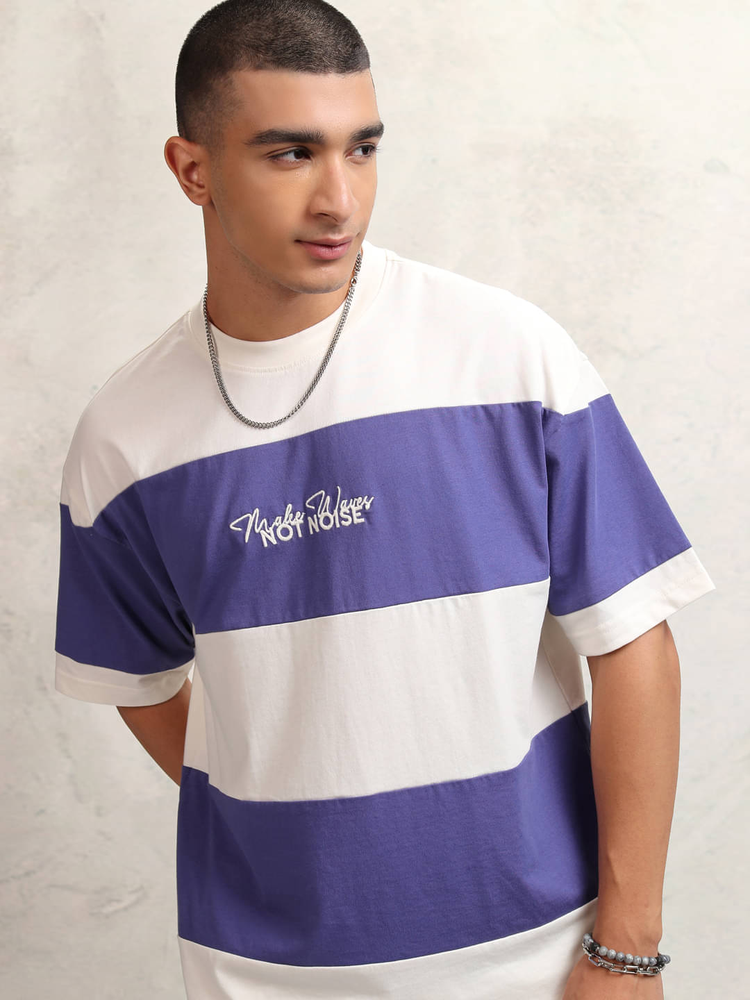 Highlander Men Cotton Blend Oversized Fit Striped T-Shirt ( Off White ) Highlander Men Cotton Blend Oversized Fit Striped T-Shirt ( Off White )