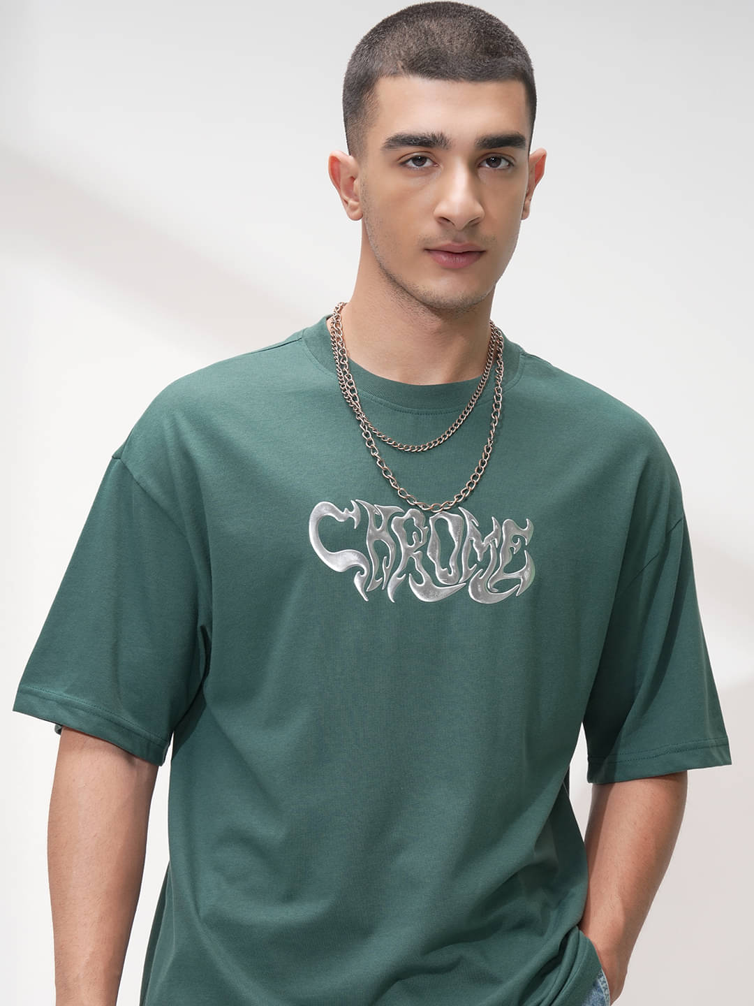     			Highlander Men Cotton Blend Oversized Fit Printed T-Shirt ( Blue )