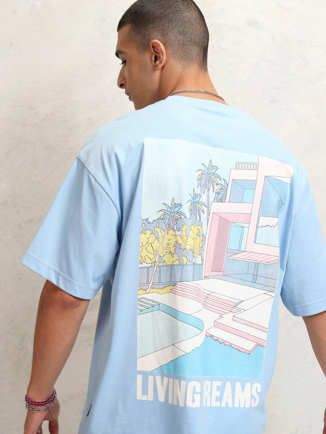 Highlander Men Cotton Blend Oversized Fit Printed T-Shirt ( Blue ) Highlander Men Cotton Blend Oversized Fit Printed T-Shirt ( Blue )