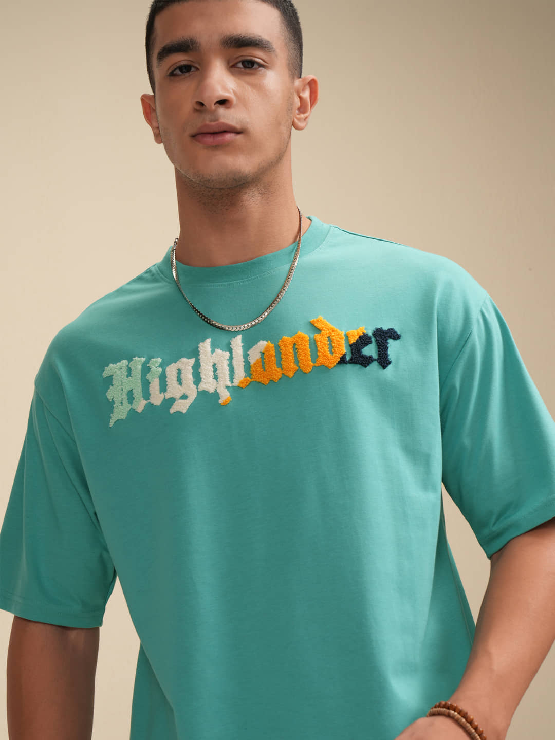 Highlander Men Cotton Blend Relaxed Fit Printed T-Shirt ( Green )