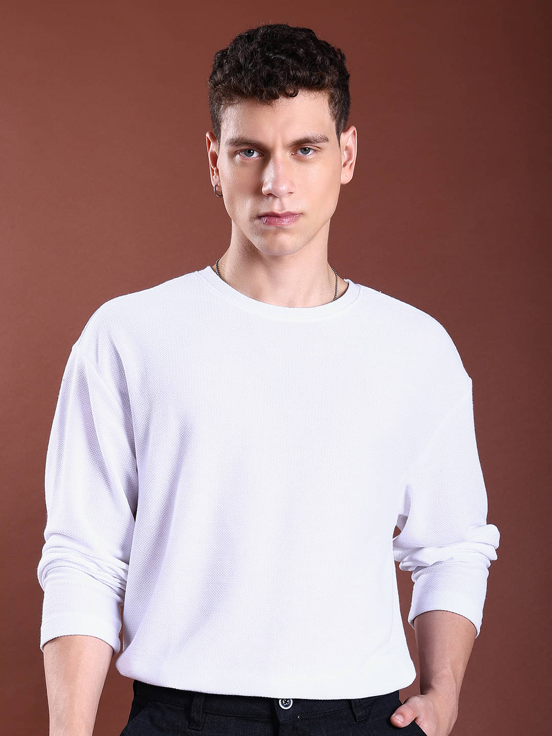Highlander Men Polyester Oversized Fit Solid T-Shirt ( White ) Highlander Men Polyester Oversized Fit Solid T-Shirt ( White )