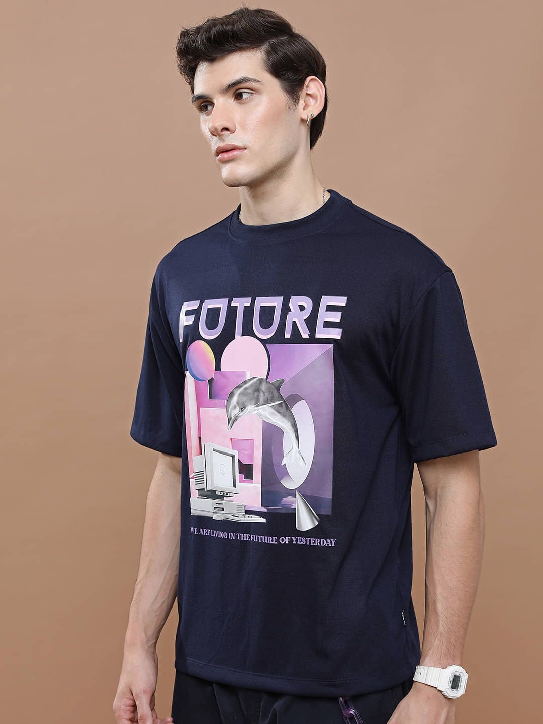     			Highlander Men Polyester Oversized Fit Printed T-Shirt ( Blue )