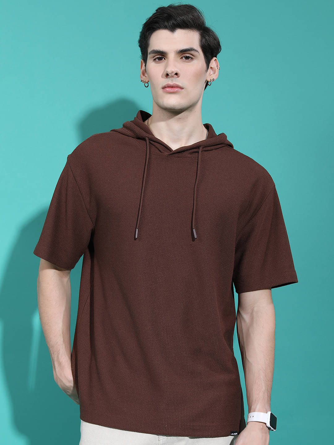 Highlander Men Polyester Oversized Fit Solid T-Shirt ( Brown ) Highlander Men Polyester Oversized Fit Solid T-Shirt ( Brown )