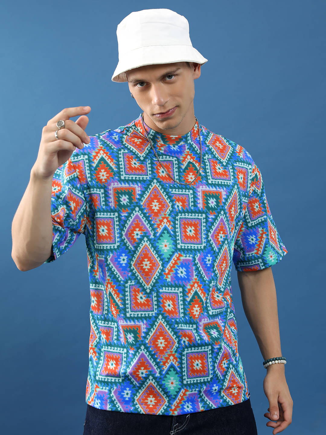     			Highlander Men Polyester Oversized Fit Printed T-Shirt ( Multicolor )