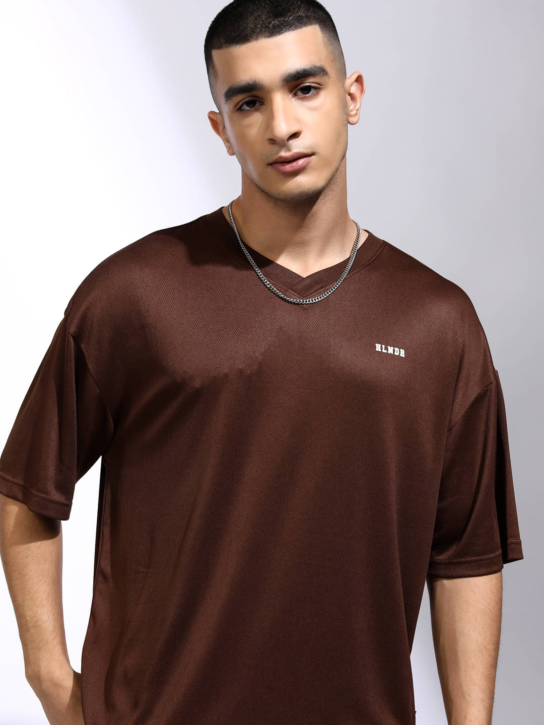 Highlander Men Polyester Oversized Fit Solid T-Shirt ( Brown ) Highlander Men Polyester Oversized Fit Solid T-Shirt ( Brown )