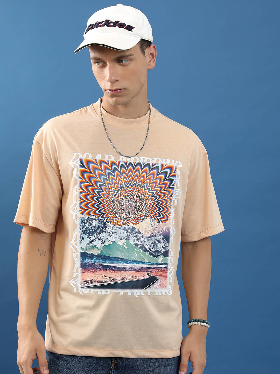 Highlander Men Polyester Oversized Fit Printed T-Shirt ( Beige ) Highlander Men Polyester Oversized Fit Printed T-Shirt ( Beige )