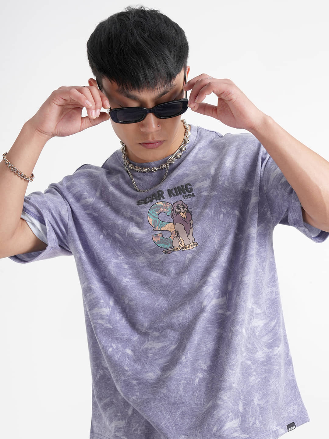 Highlander Men Polyester Oversized Fit Printed T-Shirt ( Purple )