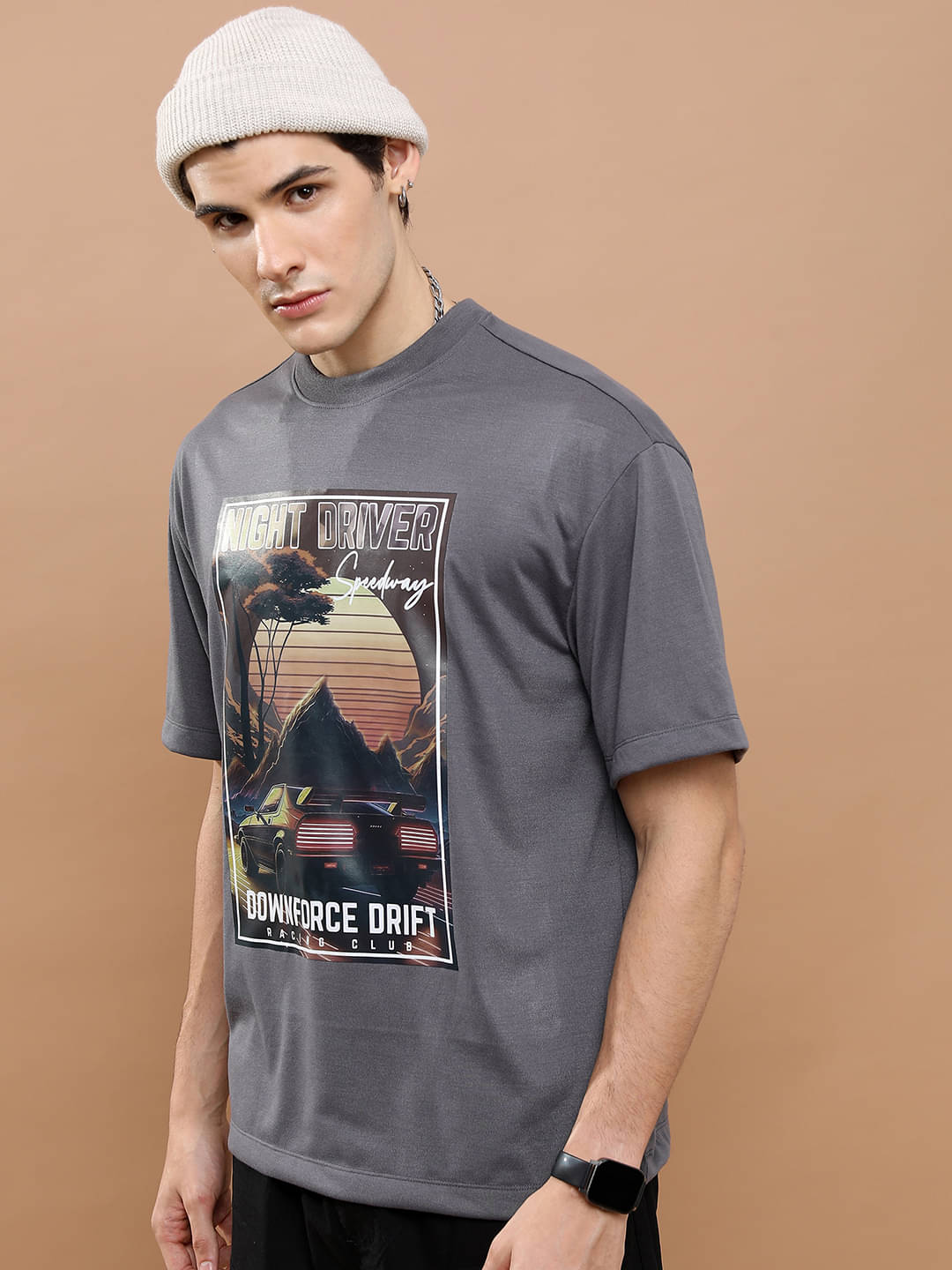 Highlander Men Polyester Oversized Fit Printed T-Shirt ( Grey ) Highlander Men Polyester Oversized Fit Printed T-Shirt ( Grey )