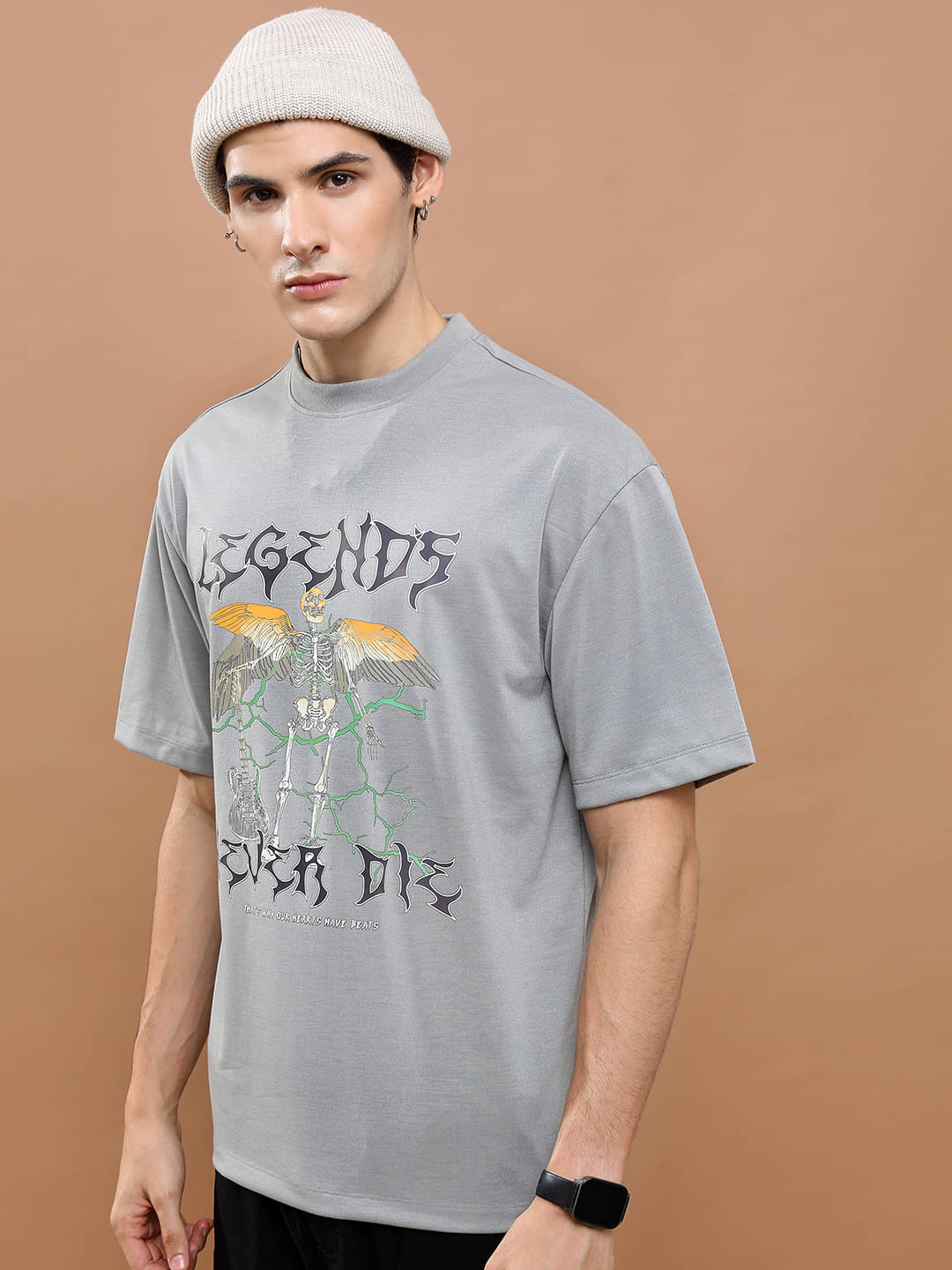 Highlander Men Polyester Oversized Fit Printed T-Shirt ( Grey ) Highlander Men Polyester Oversized Fit Printed T-Shirt ( Grey )