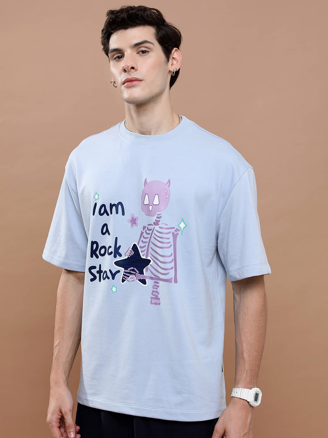 Highlander Men Polyester Oversized Fit Printed T-Shirt ( Blue ) Highlander Men Polyester Oversized Fit Printed T-Shirt ( Blue )
