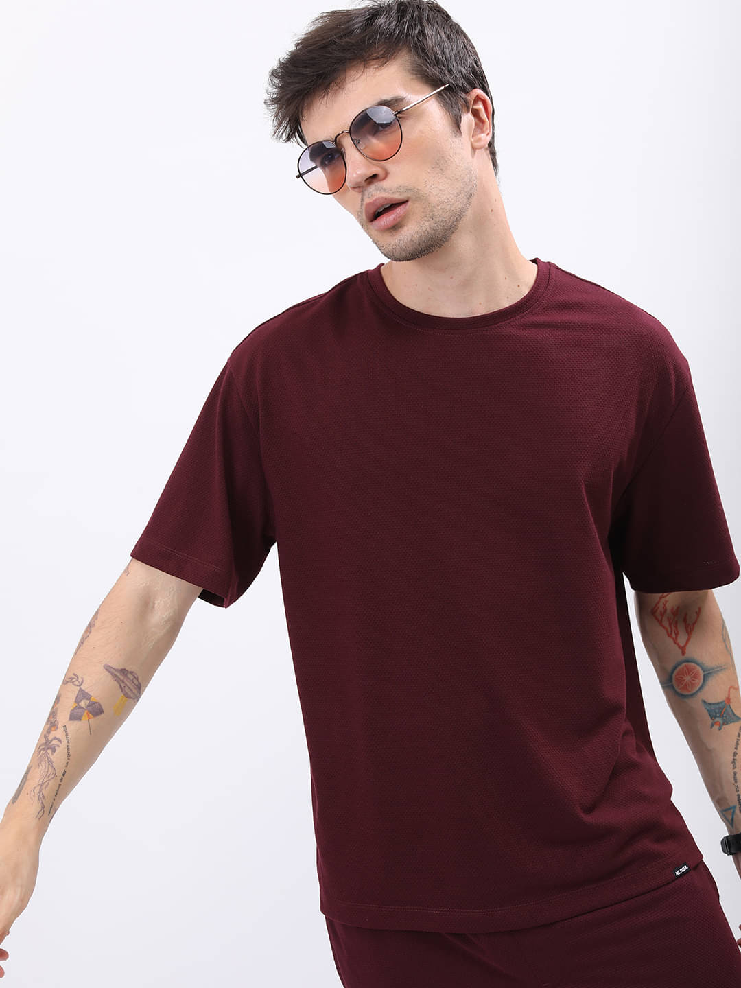 Highlander Men Polyester Oversized Fit Solid T-Shirt ( Burgundy ) Highlander Men Polyester Oversized Fit Solid T-Shirt ( Burgundy )