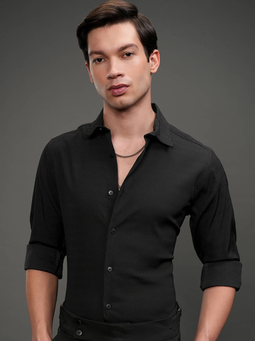 Highlander Poly Cotton Slim Fit Self Design Full Sleeves Men's Casual Shirt - Black ( Pack of 1 )     			Highlander Poly Cotton Slim Fit Self Design Full Sleeves Men's Casual Shirt - Black ( Pack of 1 )