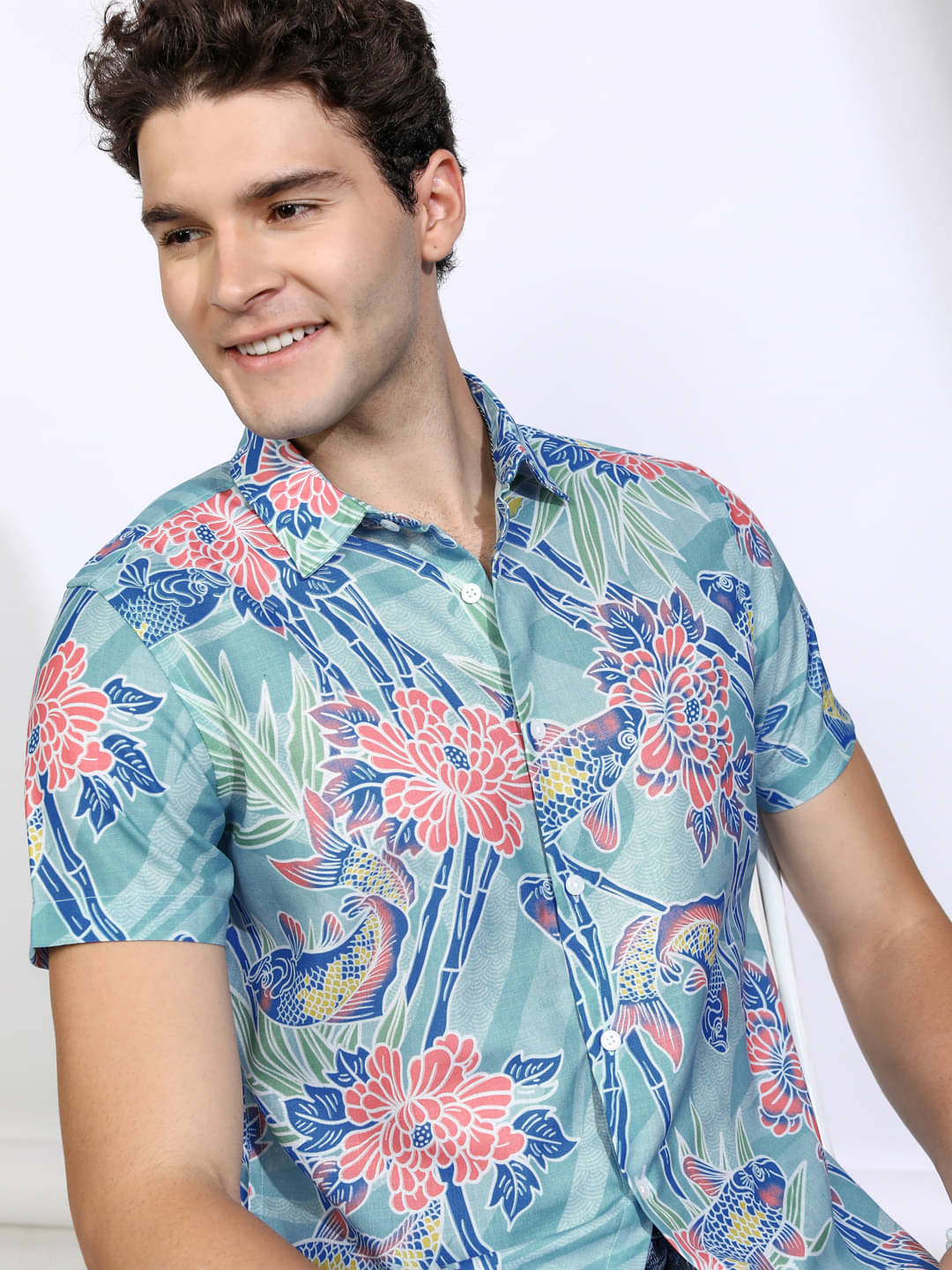     			Highlander Polyester Regular Fit Printed Half Sleeves Men's Casual Shirt - Multicolor ( Pack of 1 )