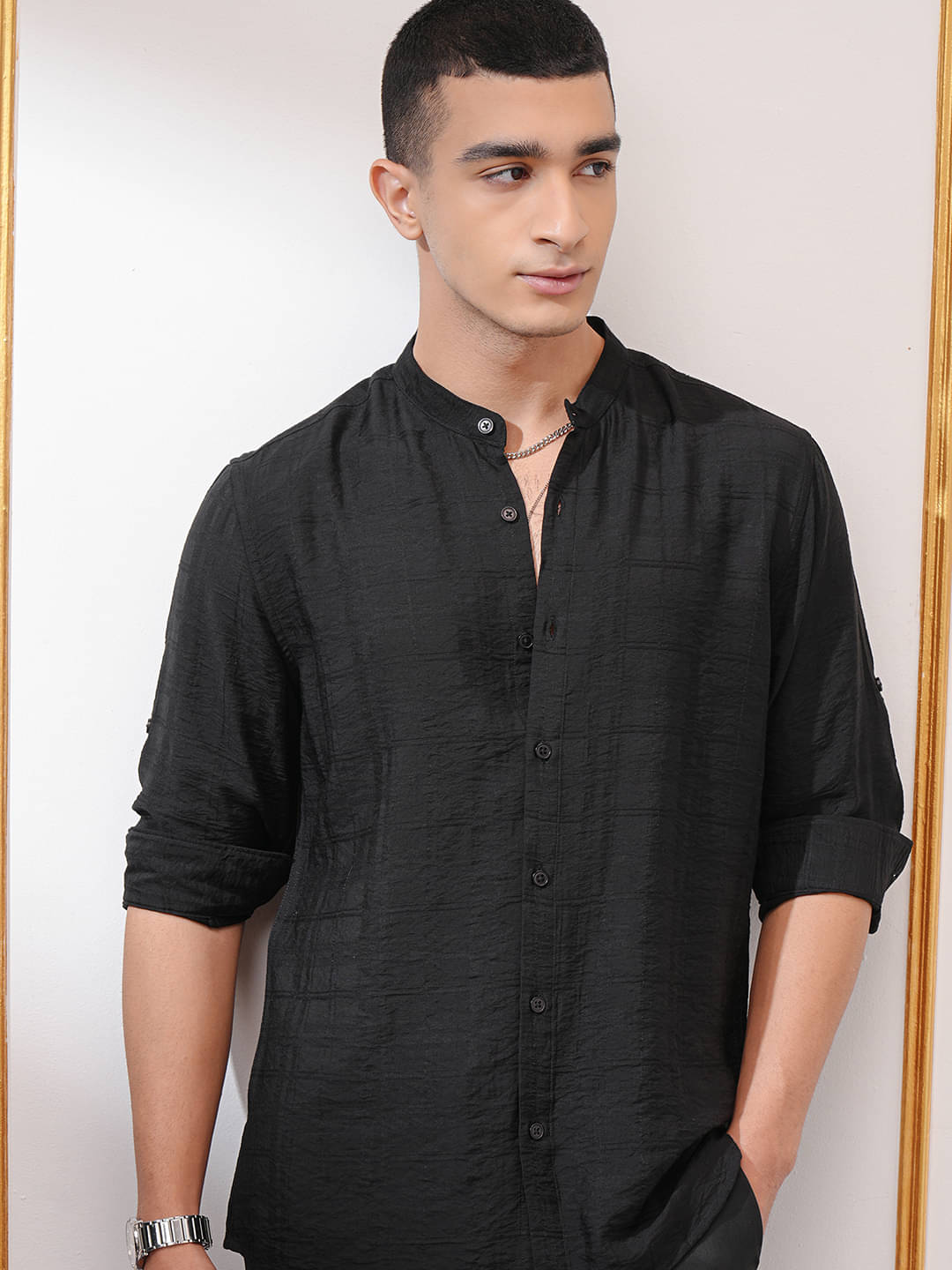     			Highlander Viscose Regular Fit Checks Full Sleeves Men's Casual Shirt - Black ( Pack of 1 )