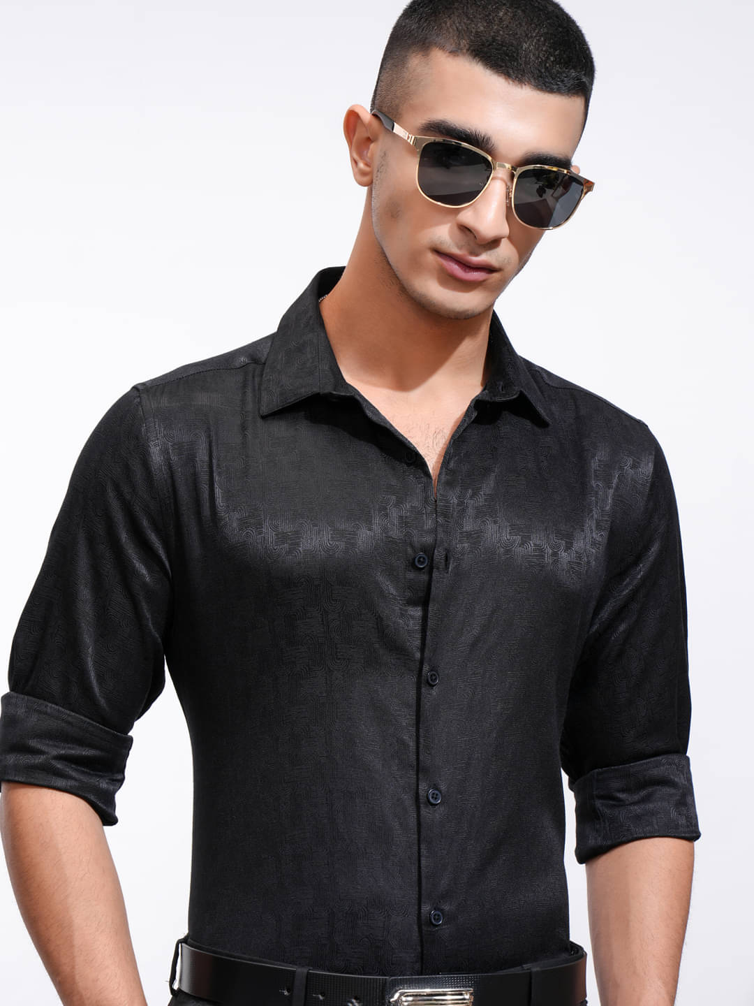 Highlander Viscose Regular Fit Self Design Full Sleeves Men's Casual Shirt - Black ( Pack of 1 ) Highlander Viscose Regular Fit Self Design Full Sleeves Men's Casual Shirt - Black ( Pack of 1 )