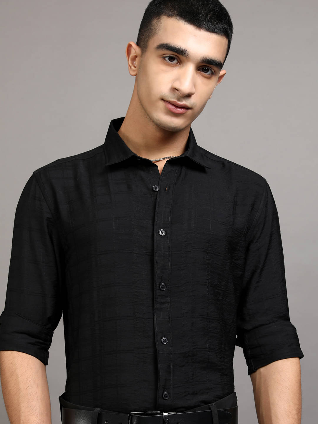 Highlander Viscose Slim Fit Checks Full Sleeves Men's Casual Shirt - Black ( Pack of 1 ) Highlander Viscose Slim Fit Checks Full Sleeves Men's Casual Shirt - Black ( Pack of 1 )