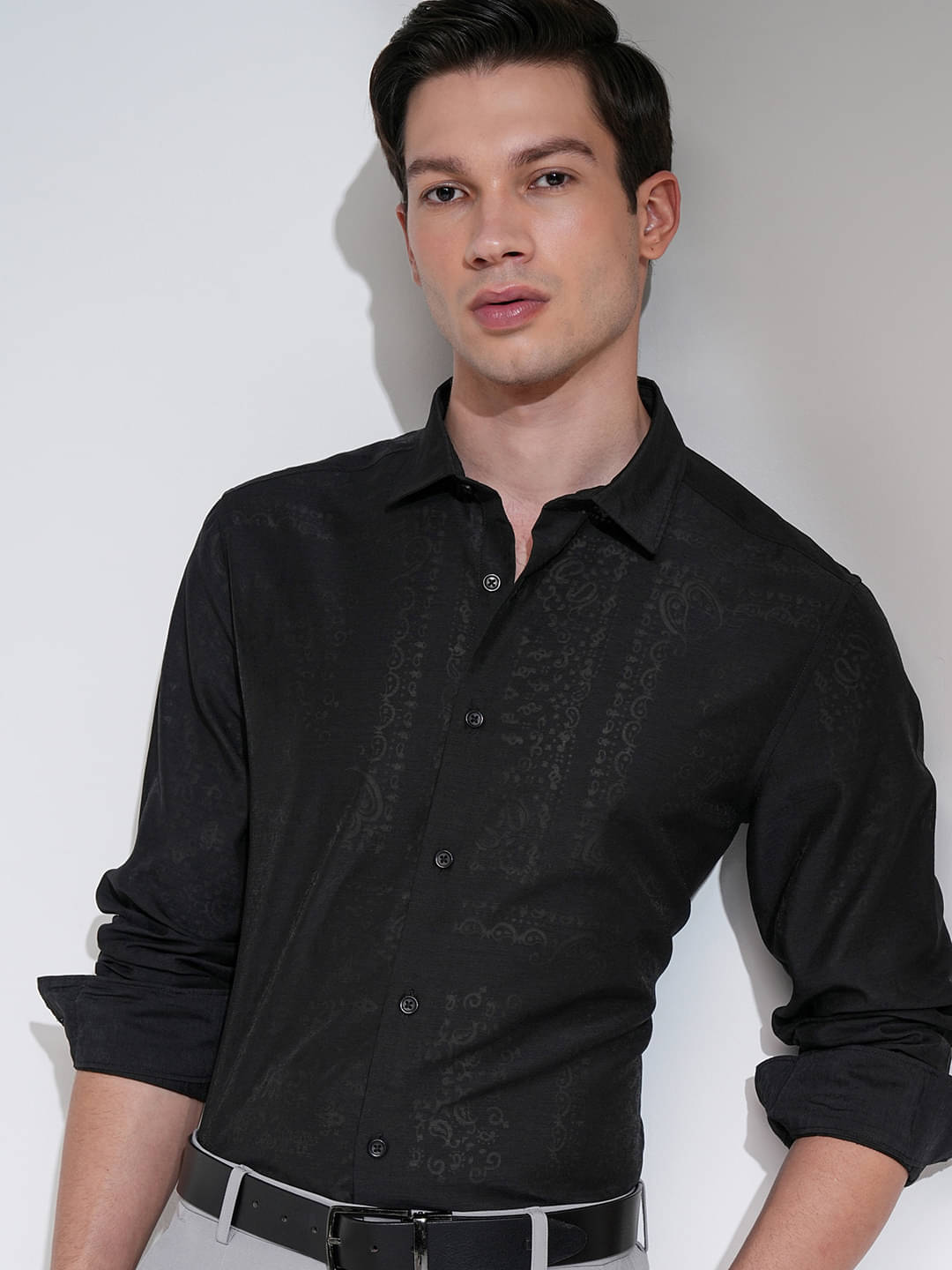 Highlander Viscose Slim Fit Self Design Full Sleeves Men's Casual Shirt - Black ( Pack of 1 ) Highlander Viscose Slim Fit Self Design Full Sleeves Men's Casual Shirt - Black ( Pack of 1 )