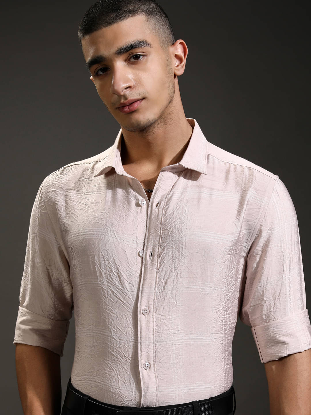 Highlander Viscose Slim Fit Self Design Full Sleeves Men's Casual Shirt - Pink ( Pack of 1 ) Highlander Viscose Slim Fit Self Design Full Sleeves Men's Casual Shirt - Pink ( Pack of 1 )