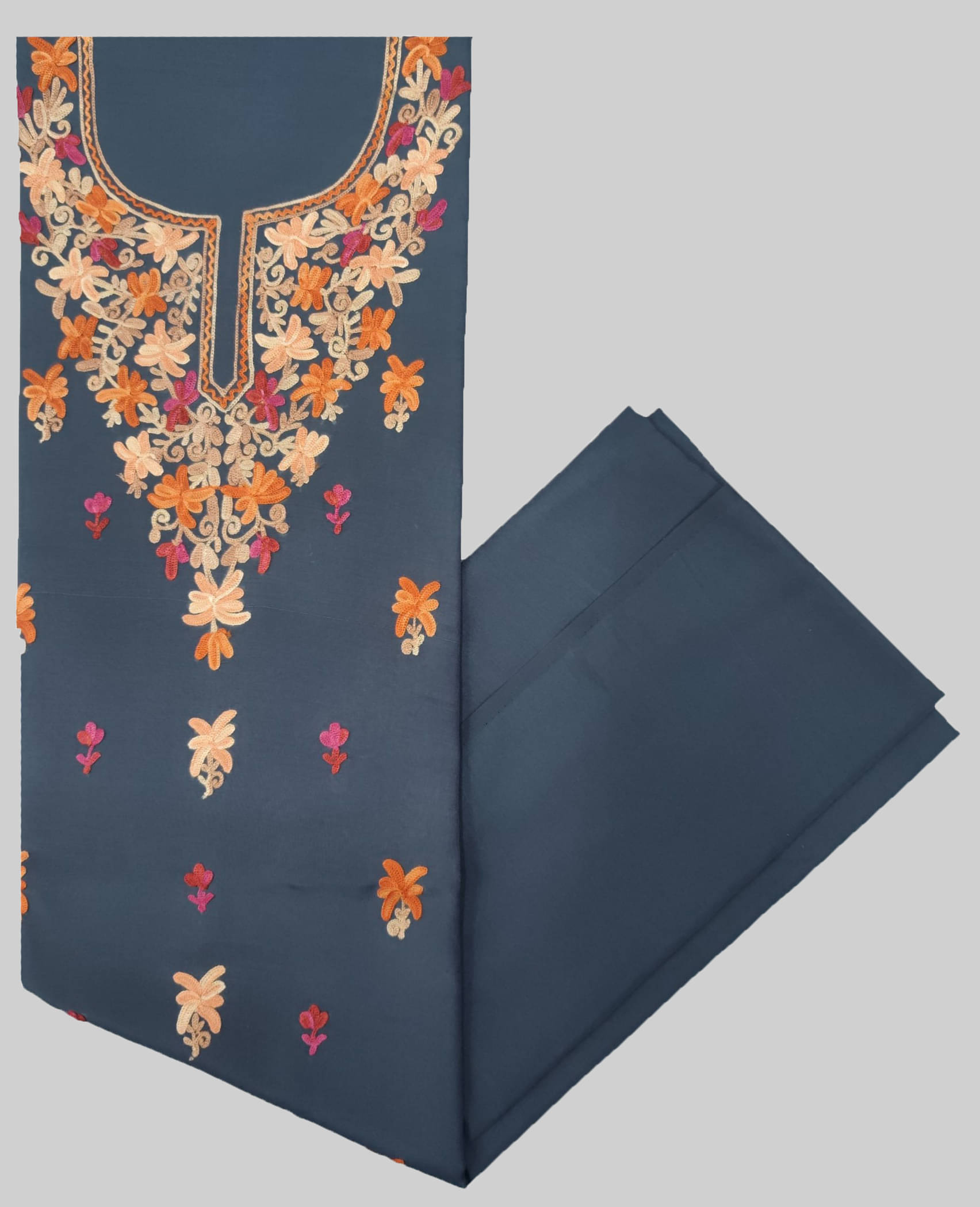 KASHMIRI Women Cotton Blend Unstitched Dress Material ( Grey ) KASHMIRI Women Cotton Blend Unstitched Dress Material ( Grey )
